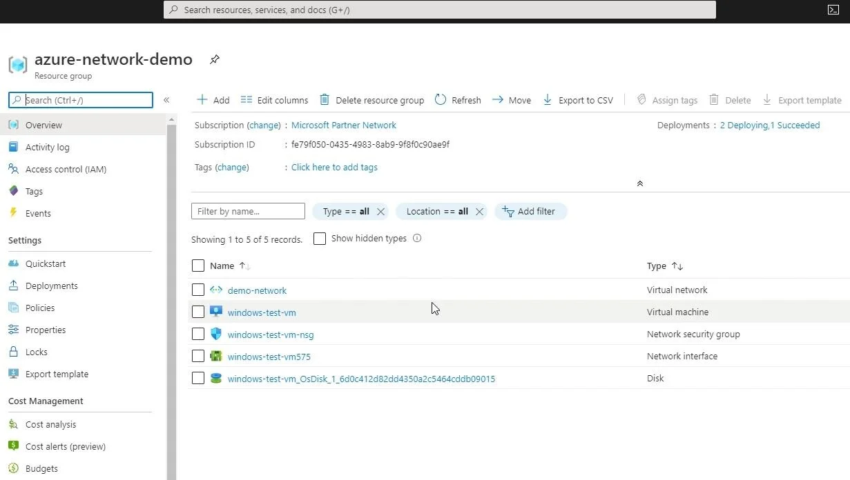 Azure Netzwerk mit VMs und Azure Firewall