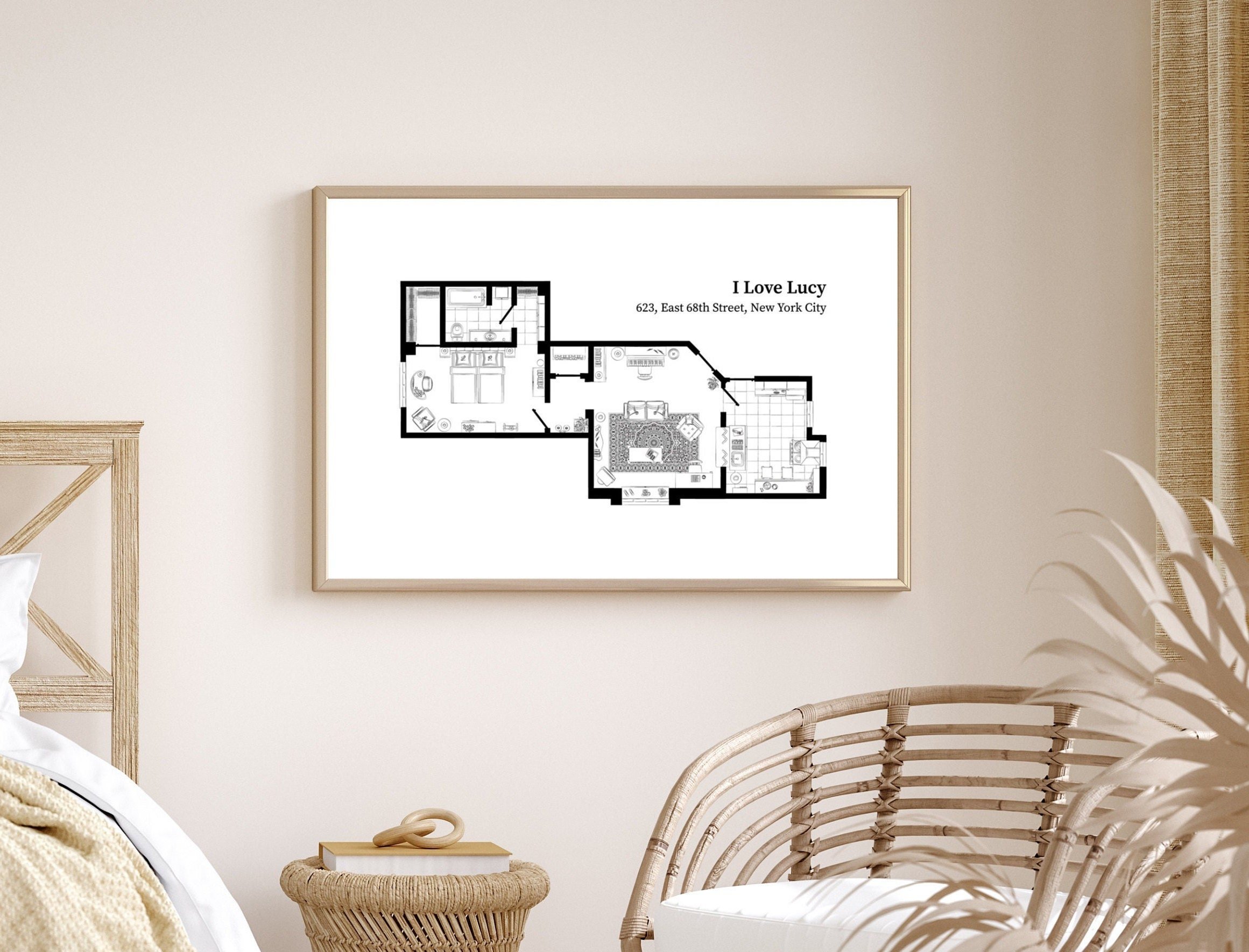I love Lucy | TV Show Apartment Floor Plan Layout Poster Wall decor Floor Christmas Poster