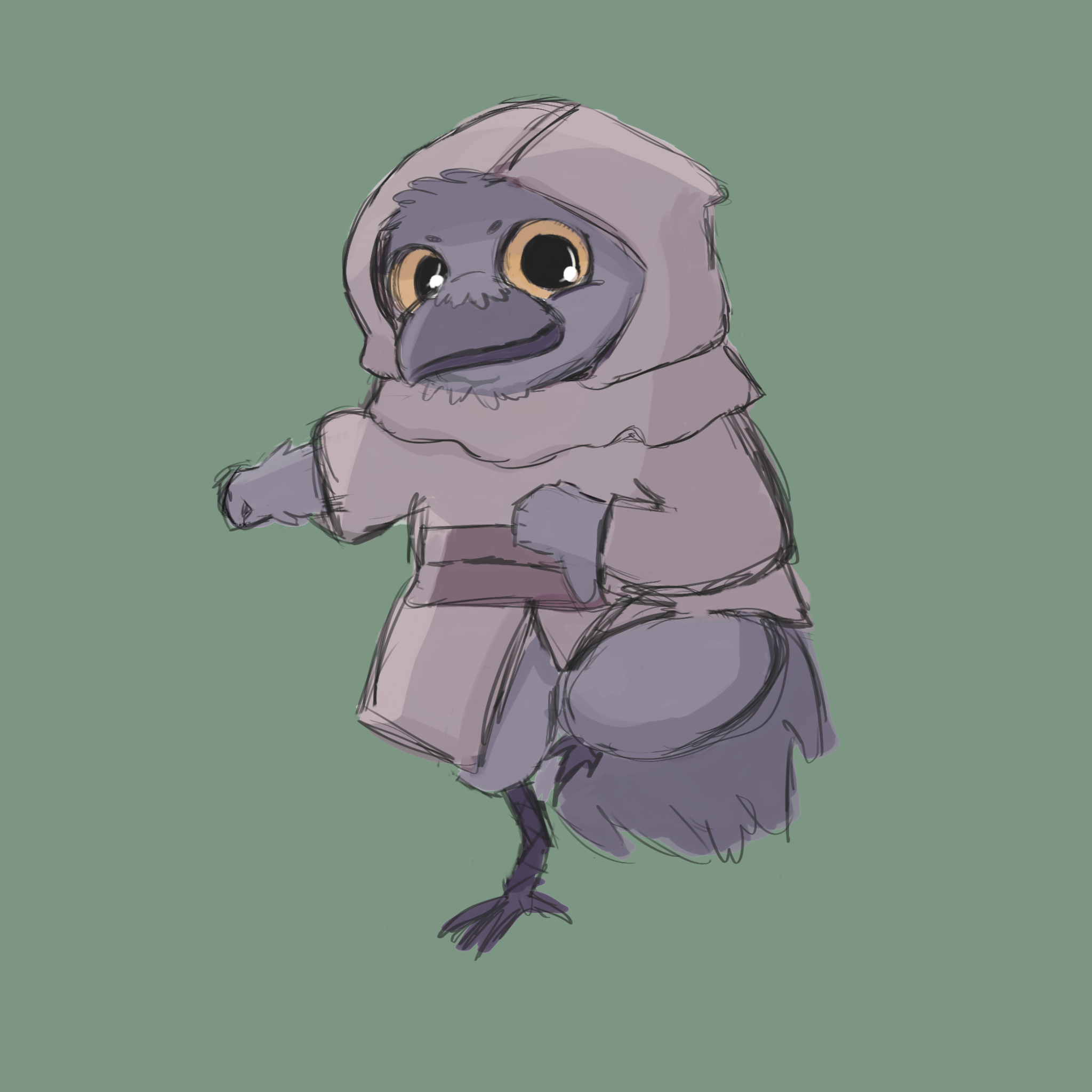 Character sketch for a D&D 5E kenku character