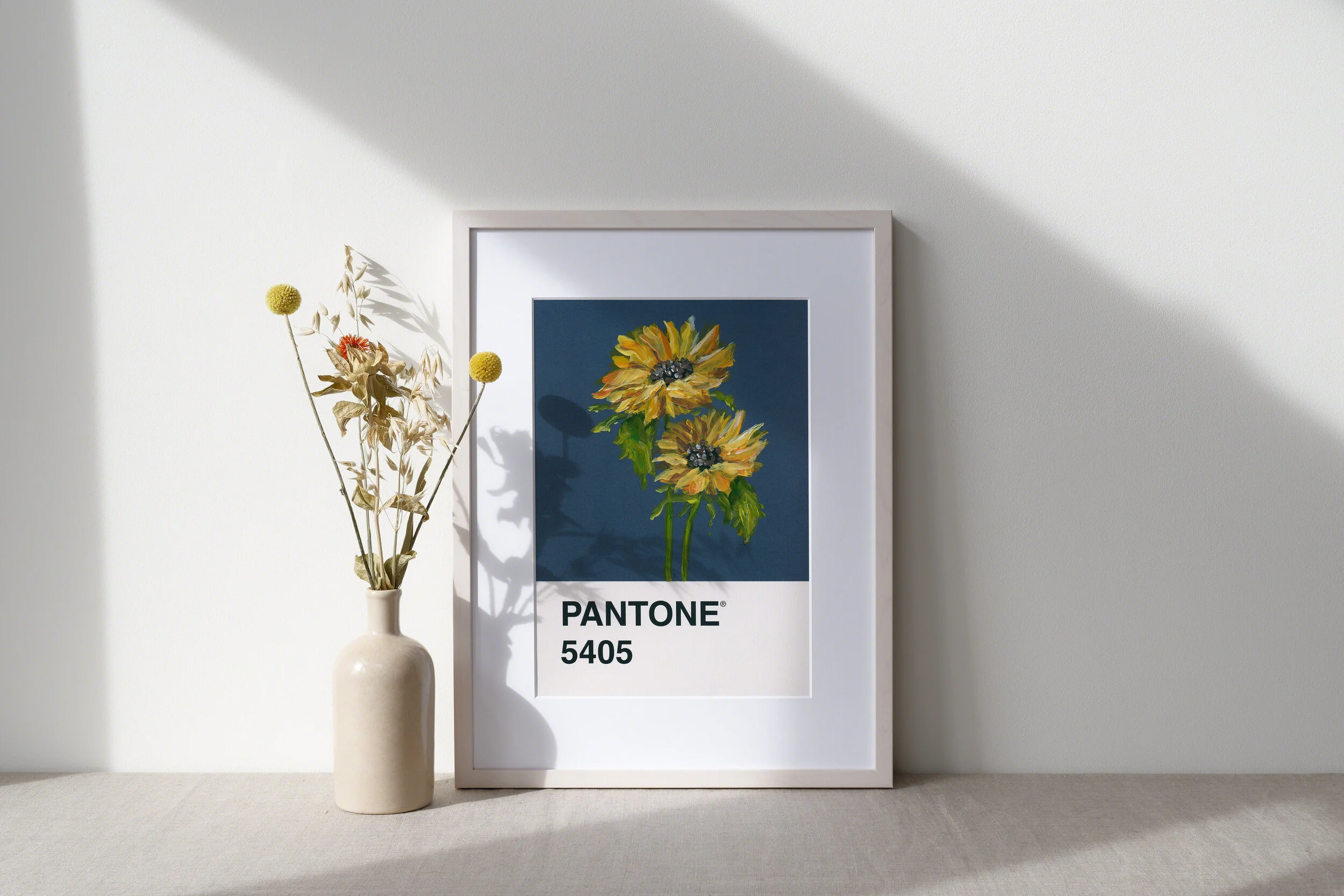 Day 17 - Sunflowers on navy blue - Print