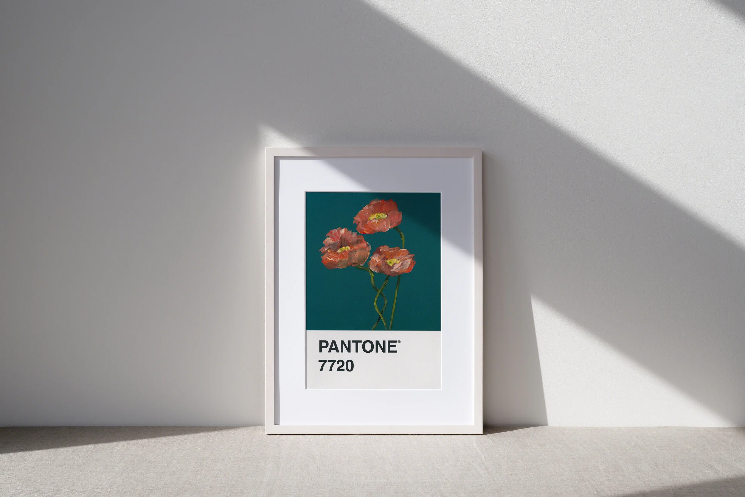 Day 66 - Orange Poppies on teal - Print