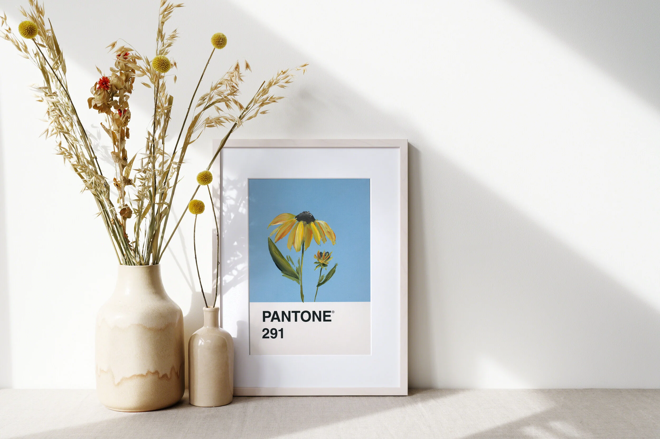 Day 93 - Black-Eyed Susan on blue - Print