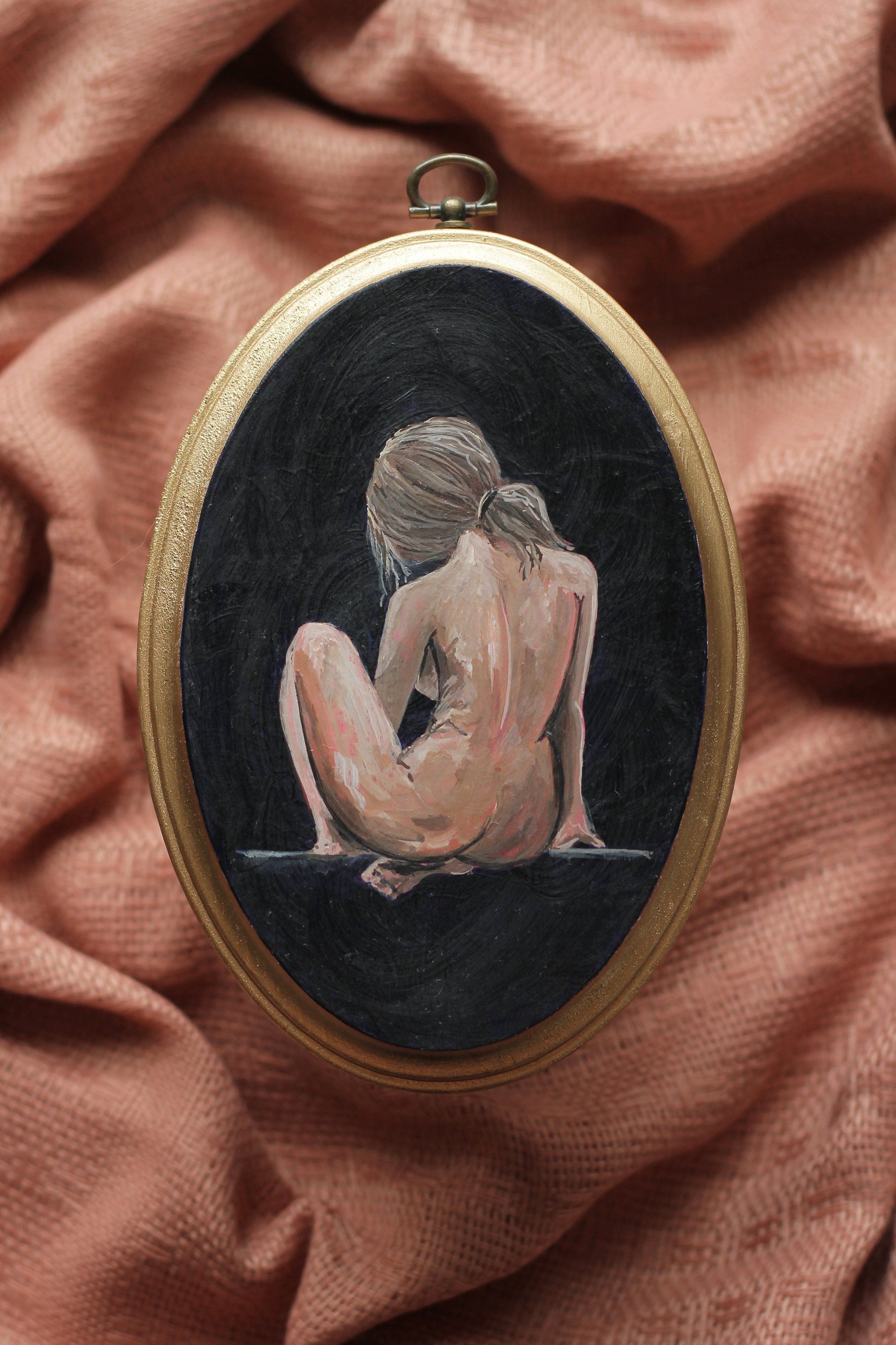 "rest" - 5x7" vertical oval wood plaque