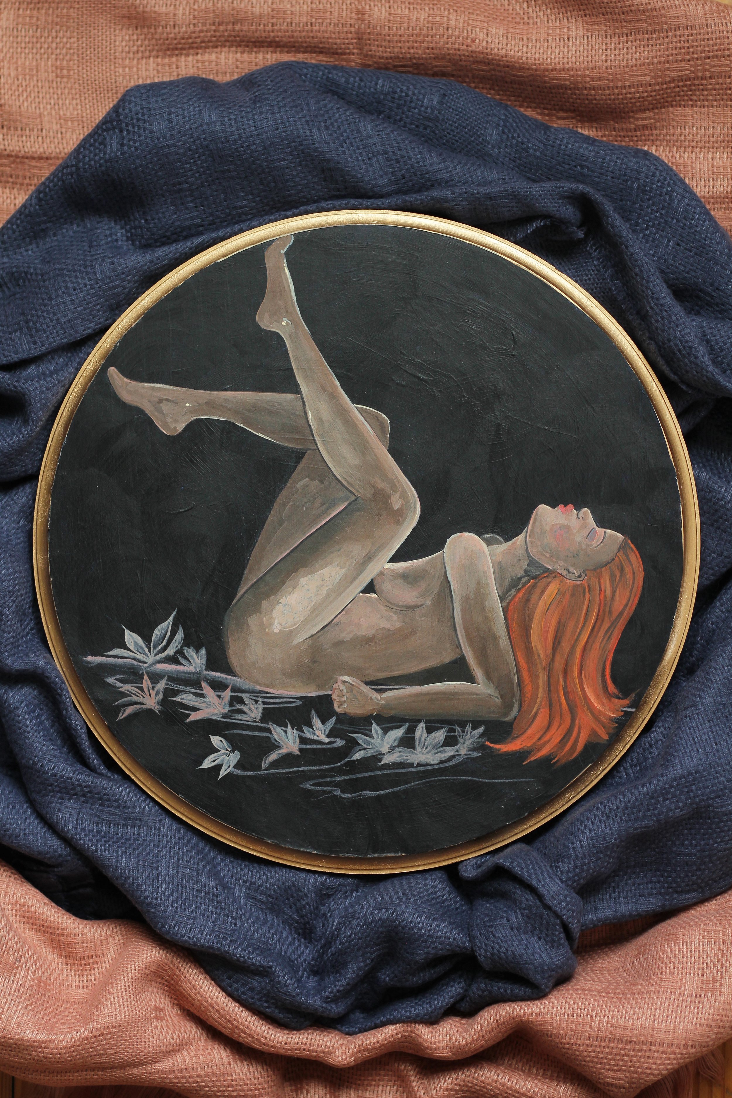 "sensual" - 12" circular wood plaque