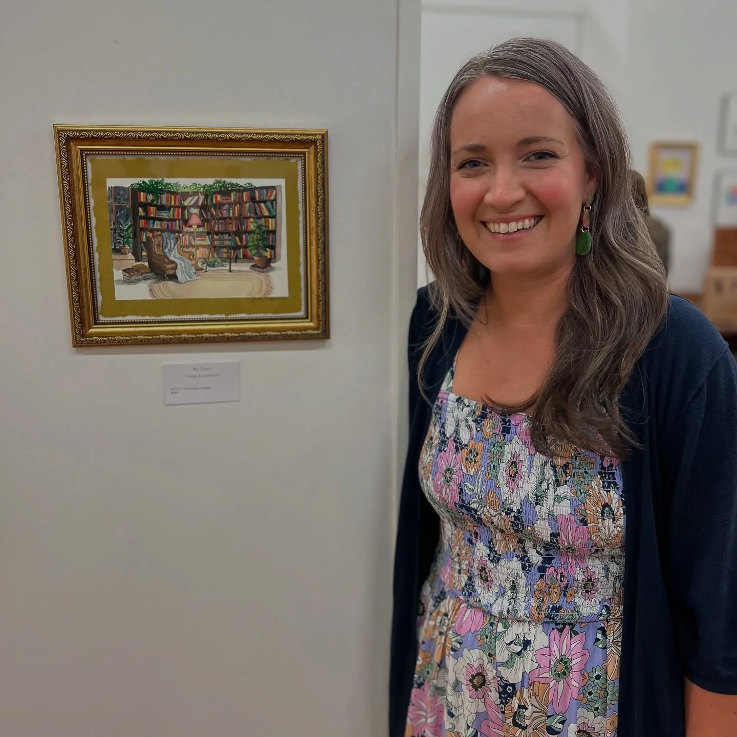 Last night was my first juried exhibition I was ever a part of and I received 3rd place 🥉 🤩 🥹
This piece is something I meticulously created in watercolor and represents the sacred space I put myself in when I immerse myself into a book. &ldquo;My