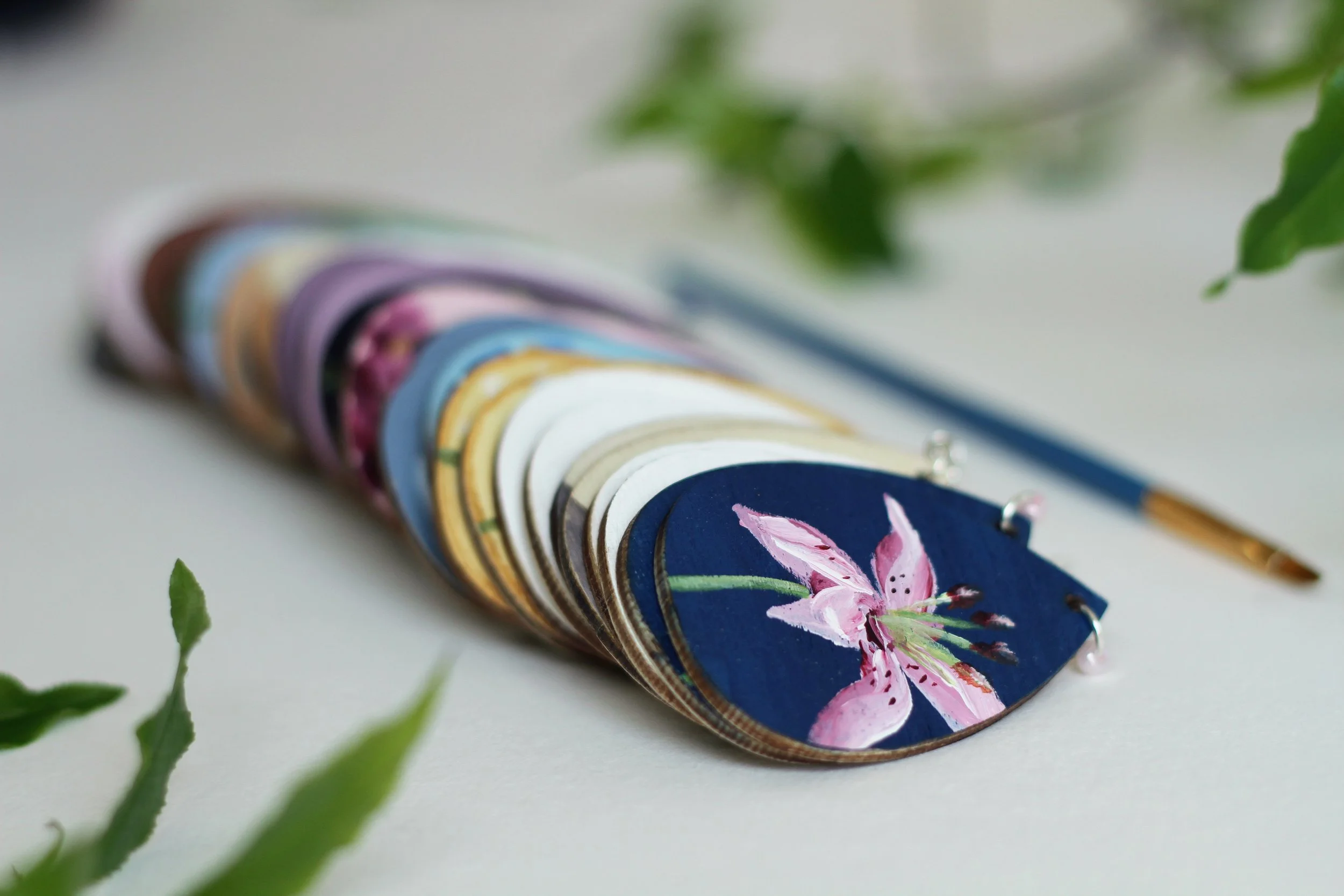 Hand-painted Floral Earring Collection