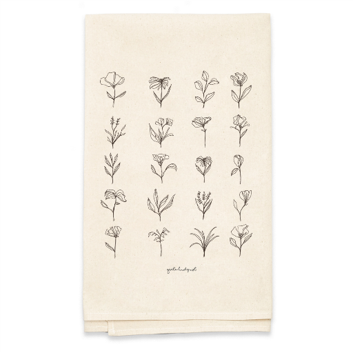 Line Botanicals Printed on a Tea Towel