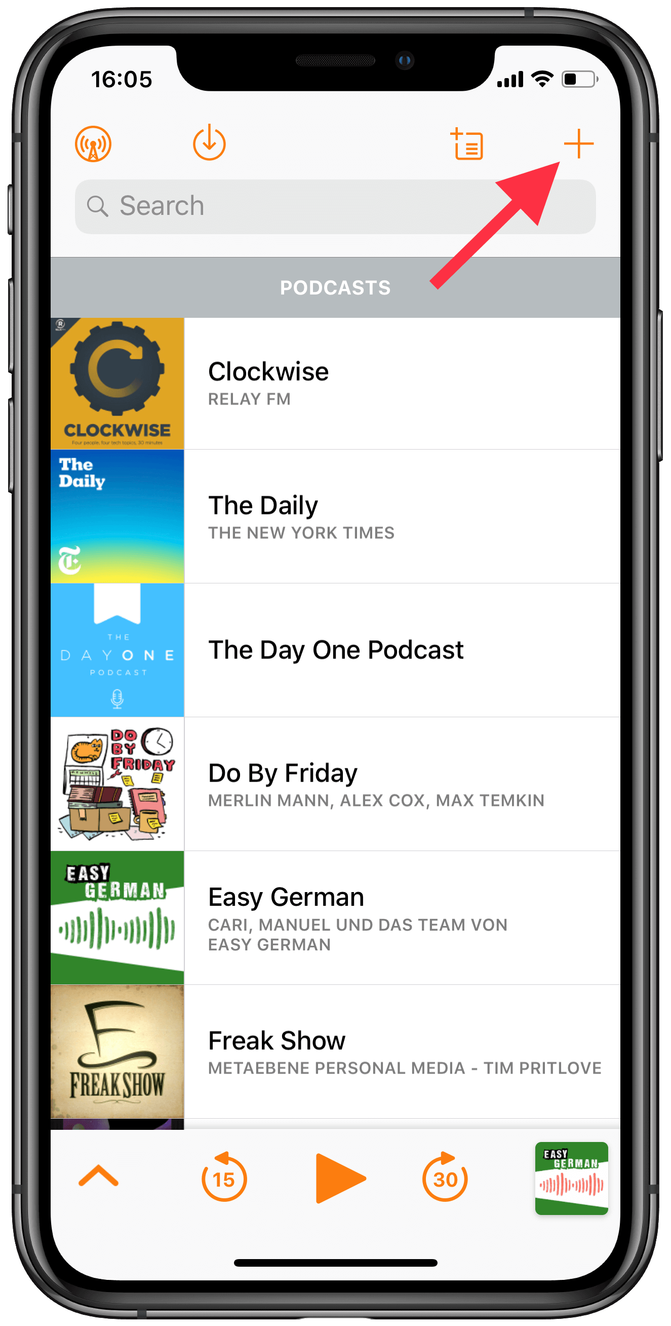 Tap + in the upper right corner.
