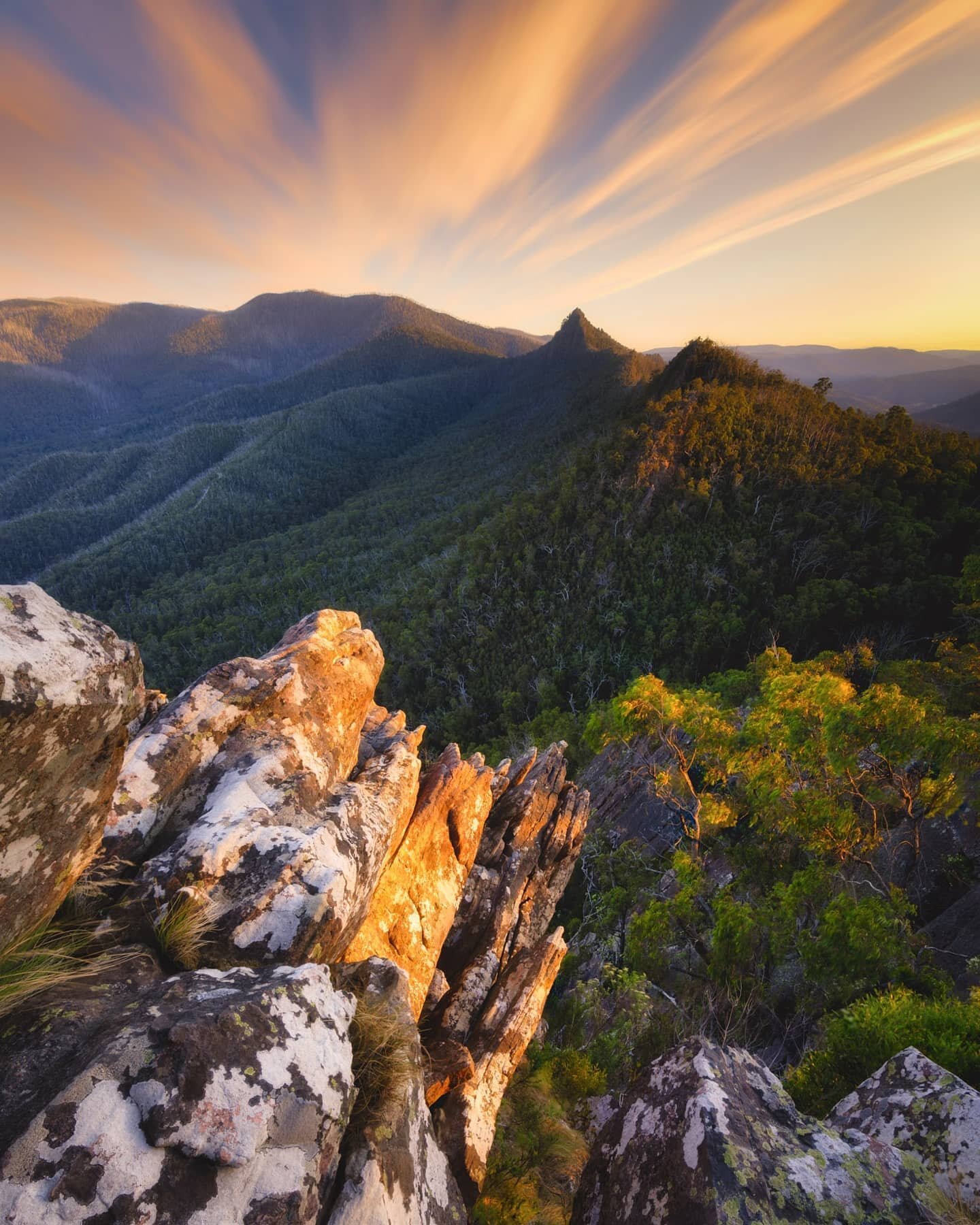 Sunset from the North Jawbone Peak in the Cathedral Range State Park. I captured this one in summer with some beautiful evening glow on a warm night after hiking up from the car park. I didn't see a single person during my hike, it felt like I had th