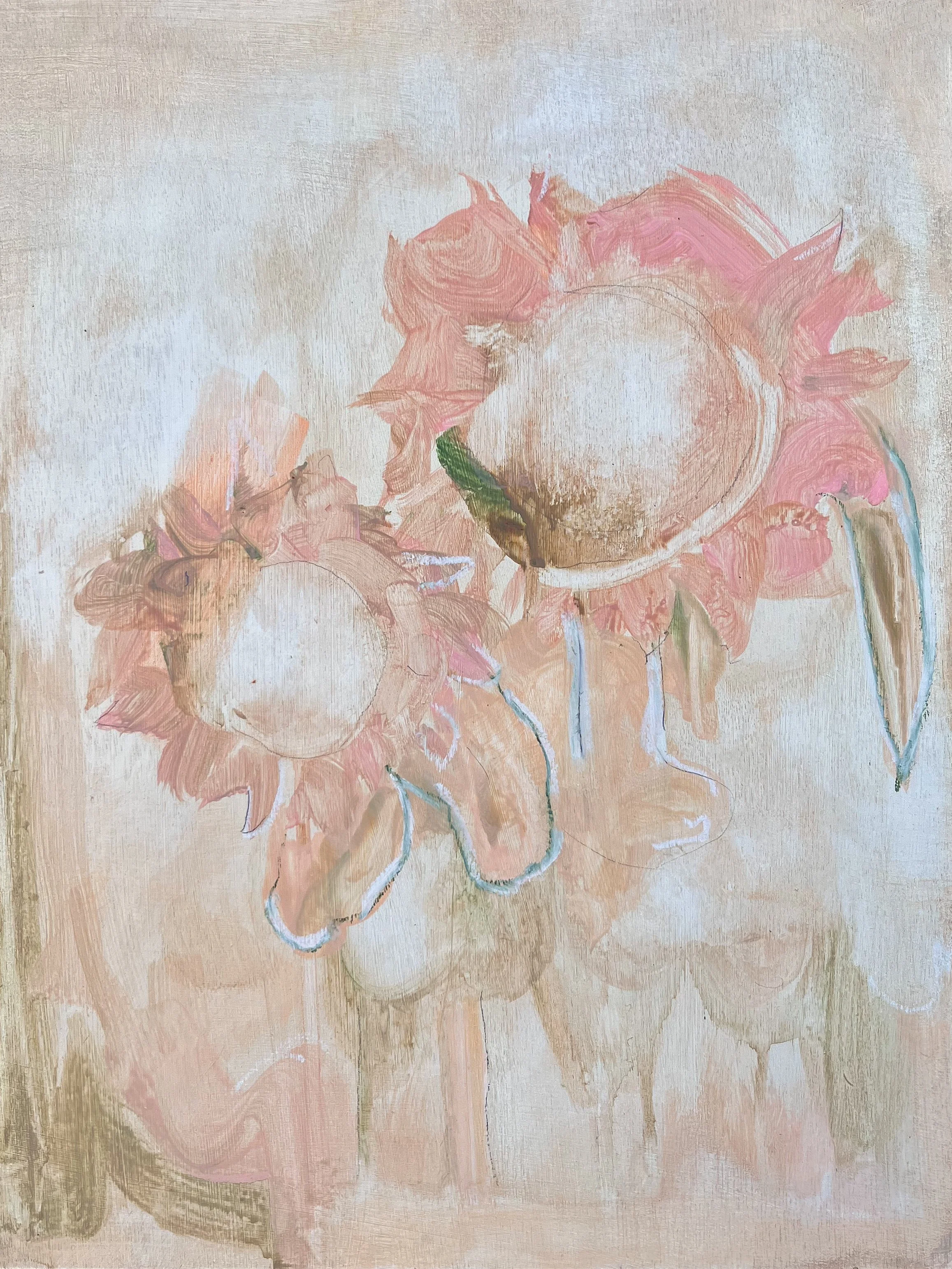 'Sunflowers, Toiano, Toscano series', Oil and acrylic on board, 37 x 27.5cm
