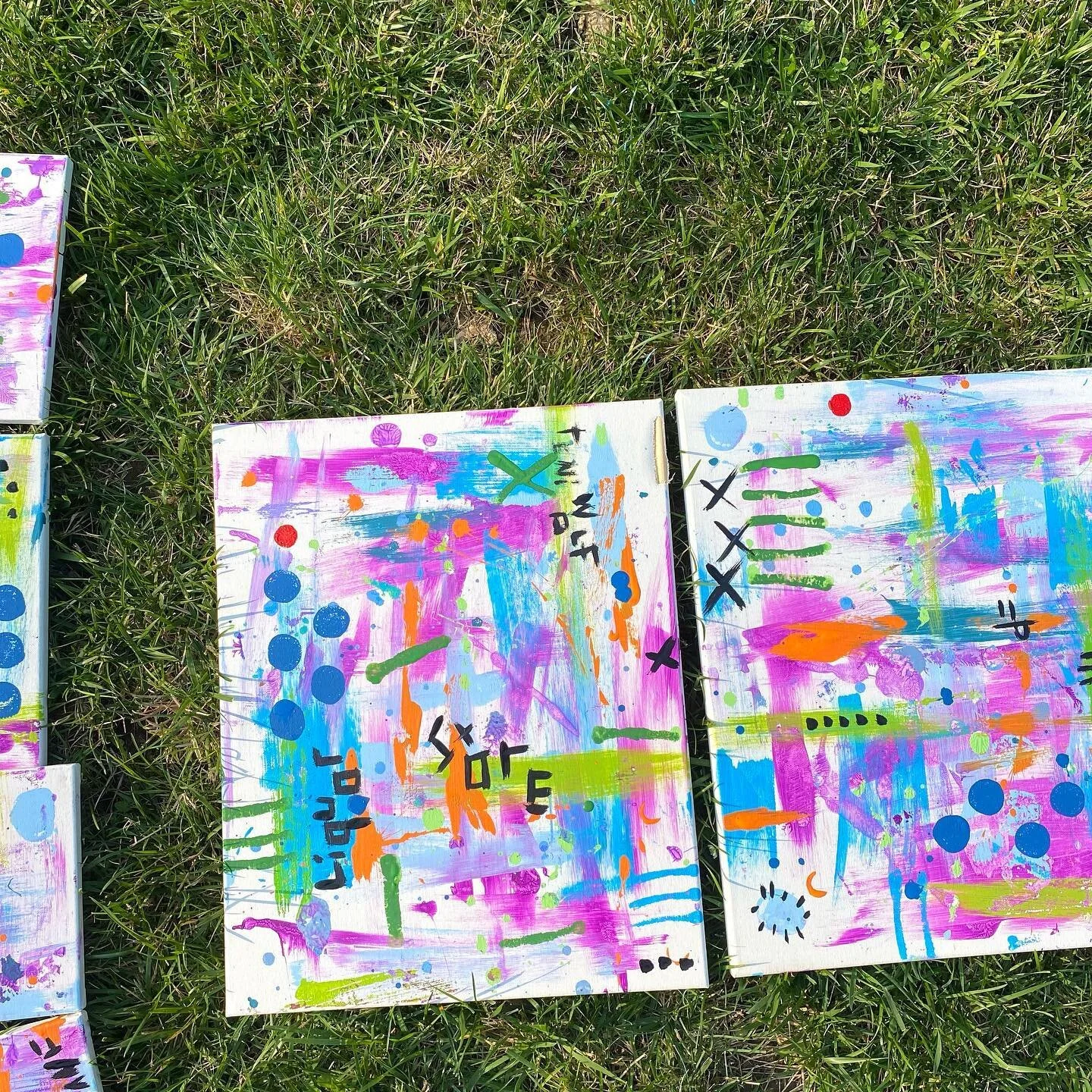 Today&rsquo;s paintings ! Was going for a 90&rsquo;s theme ! #art #artoninstagram #katiecreatives
