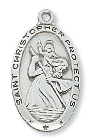 St. Christopher Sterling Silver Oval Medal