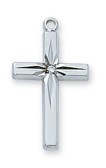 SINLEERY Silver Color Rhinestone Cross Stainless steel Pendant