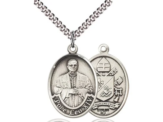 Pope Leo XIV Sterling Silver Medal on 18 inch chain.jpg