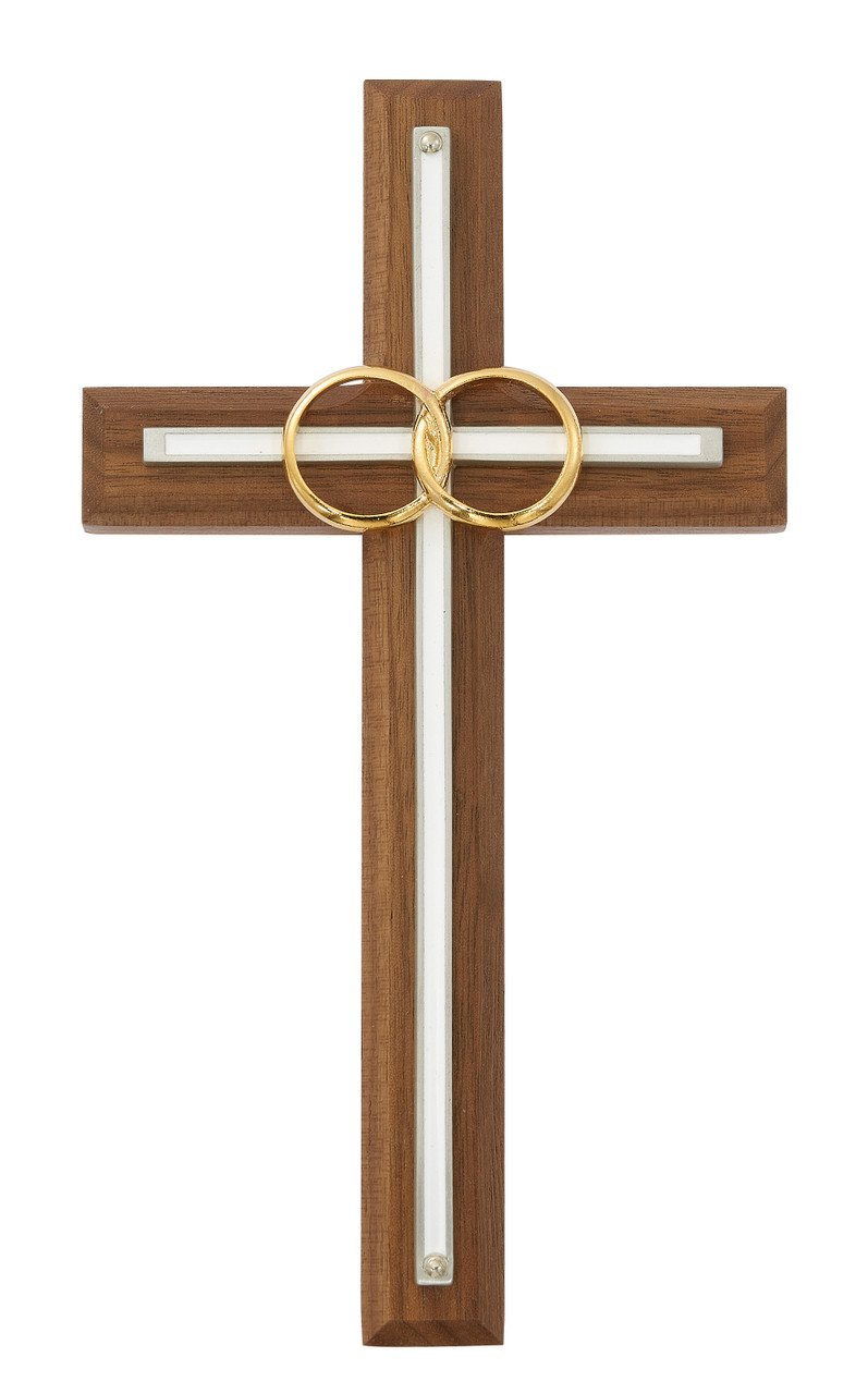 6 3/4 Inch walnut wedding cross