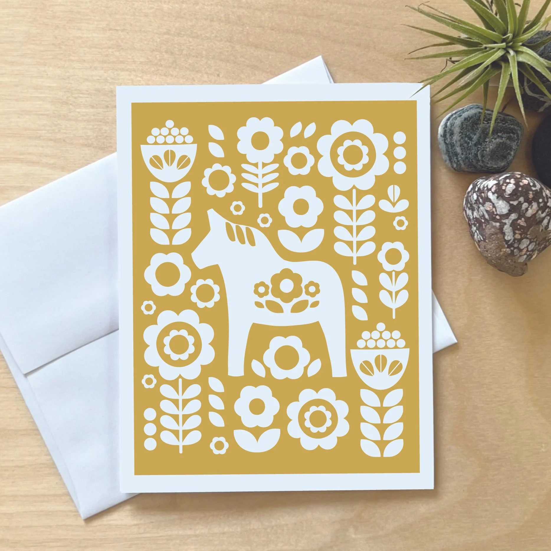 Dala Floral Gold Notecard