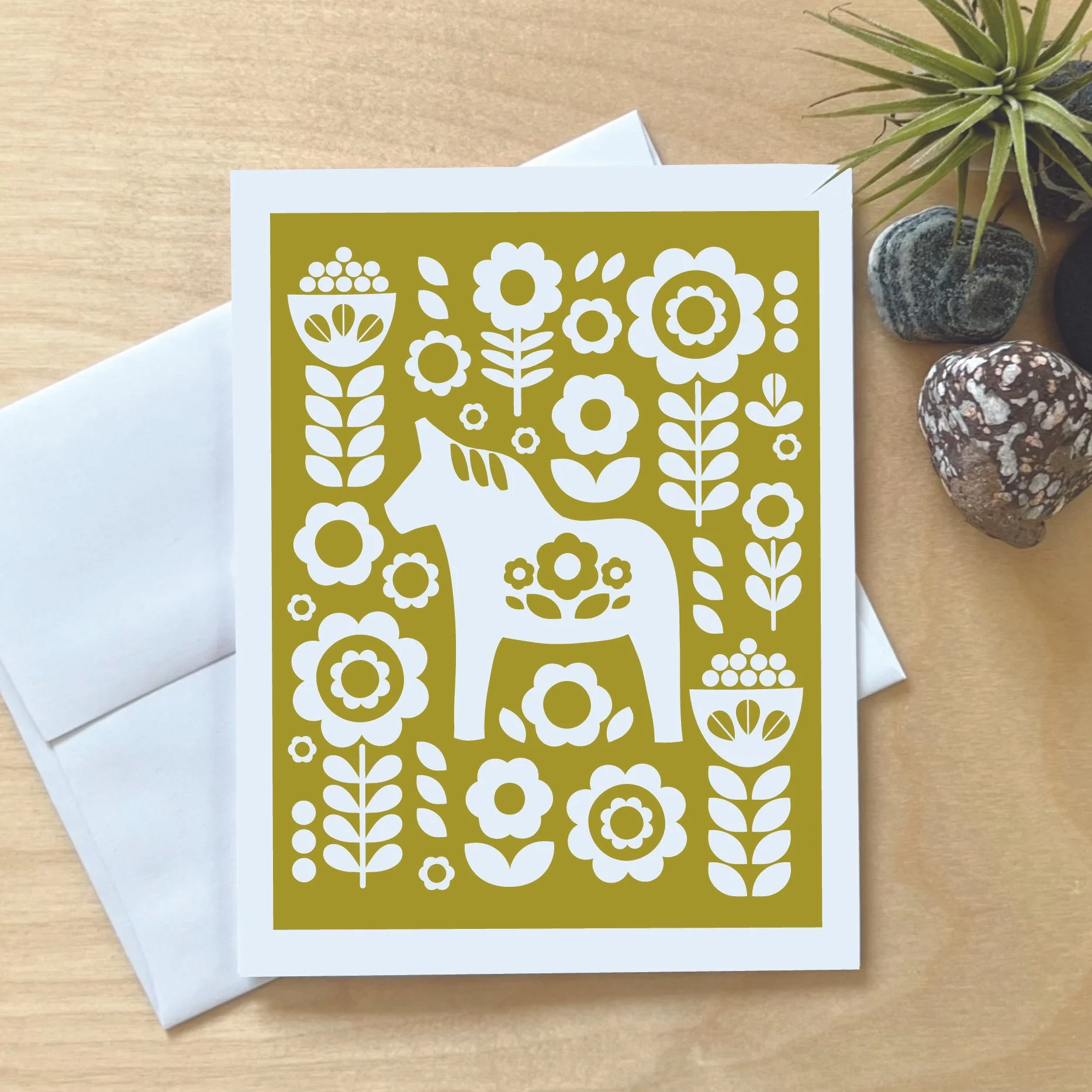 Dala Floral Green Notecard