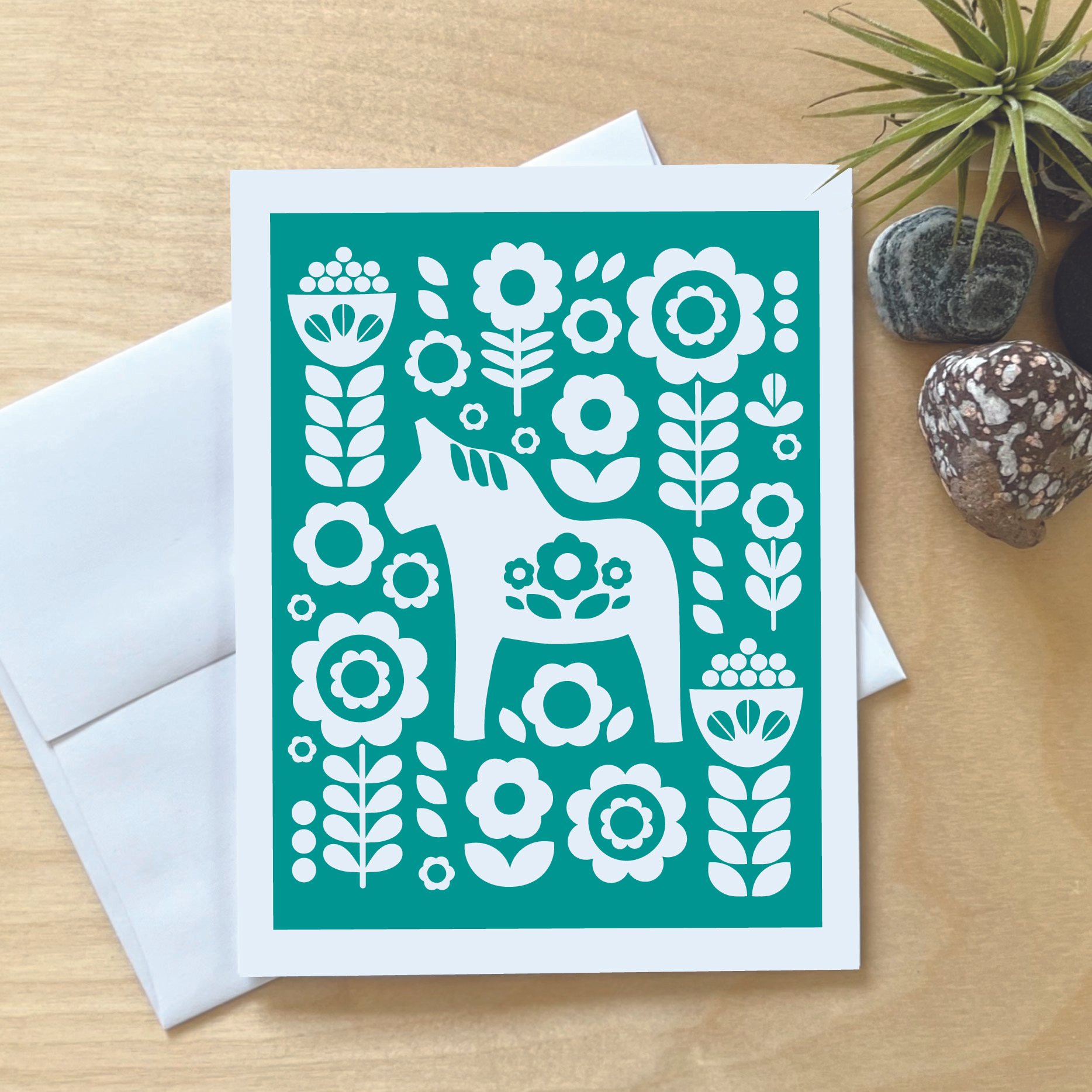 Dala Floral Teal Notecard
