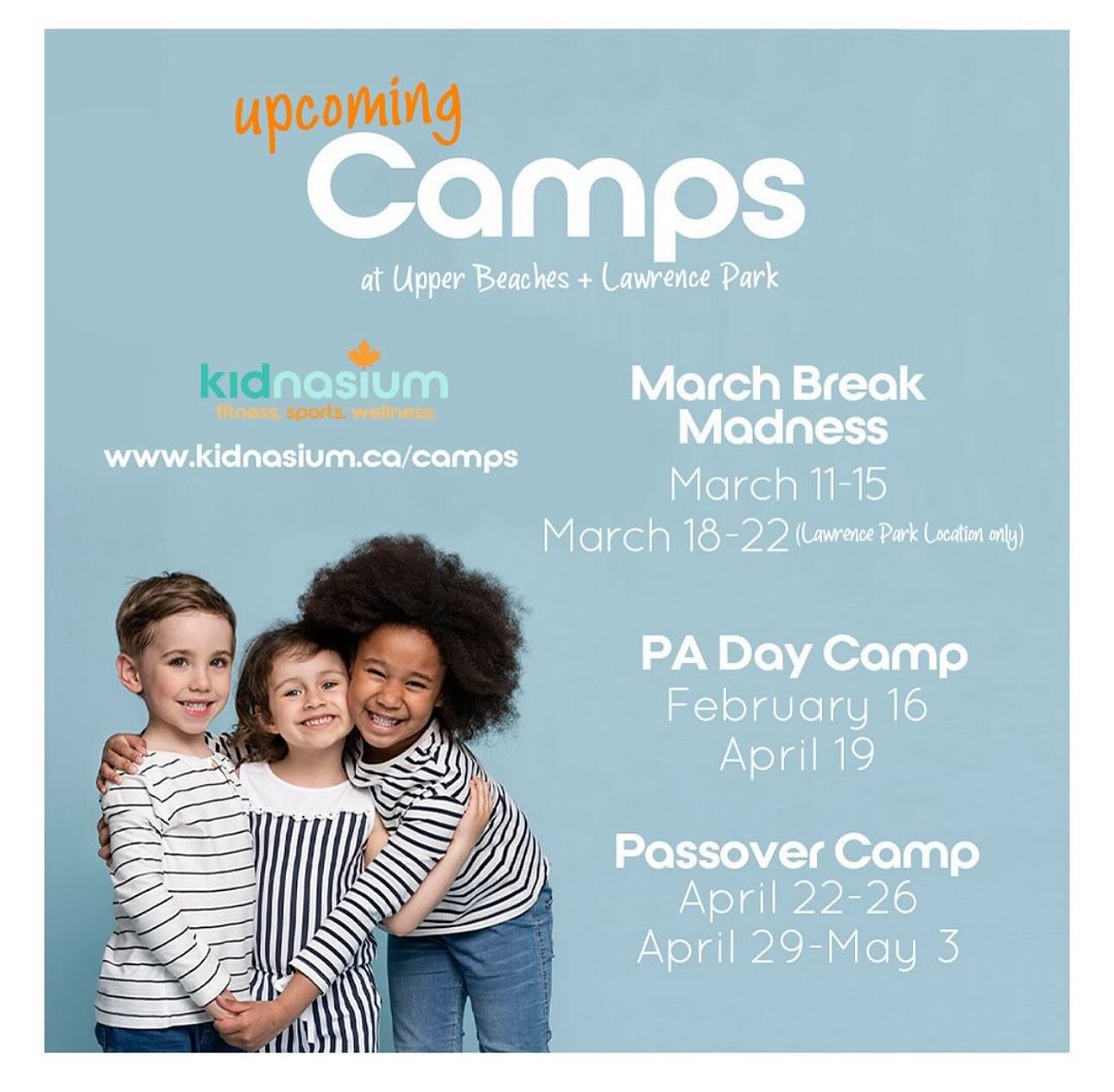 Don&rsquo;t miss out on our upcoming camps! Register now for some Kidnasium fun at our camps happening at both locations! Learn more or register now at www.kidnasium.ca/camps

#kidnasium #kidnasiumfun #kidscamp #kidspaday #padaycamp #kidsoftoronto #n