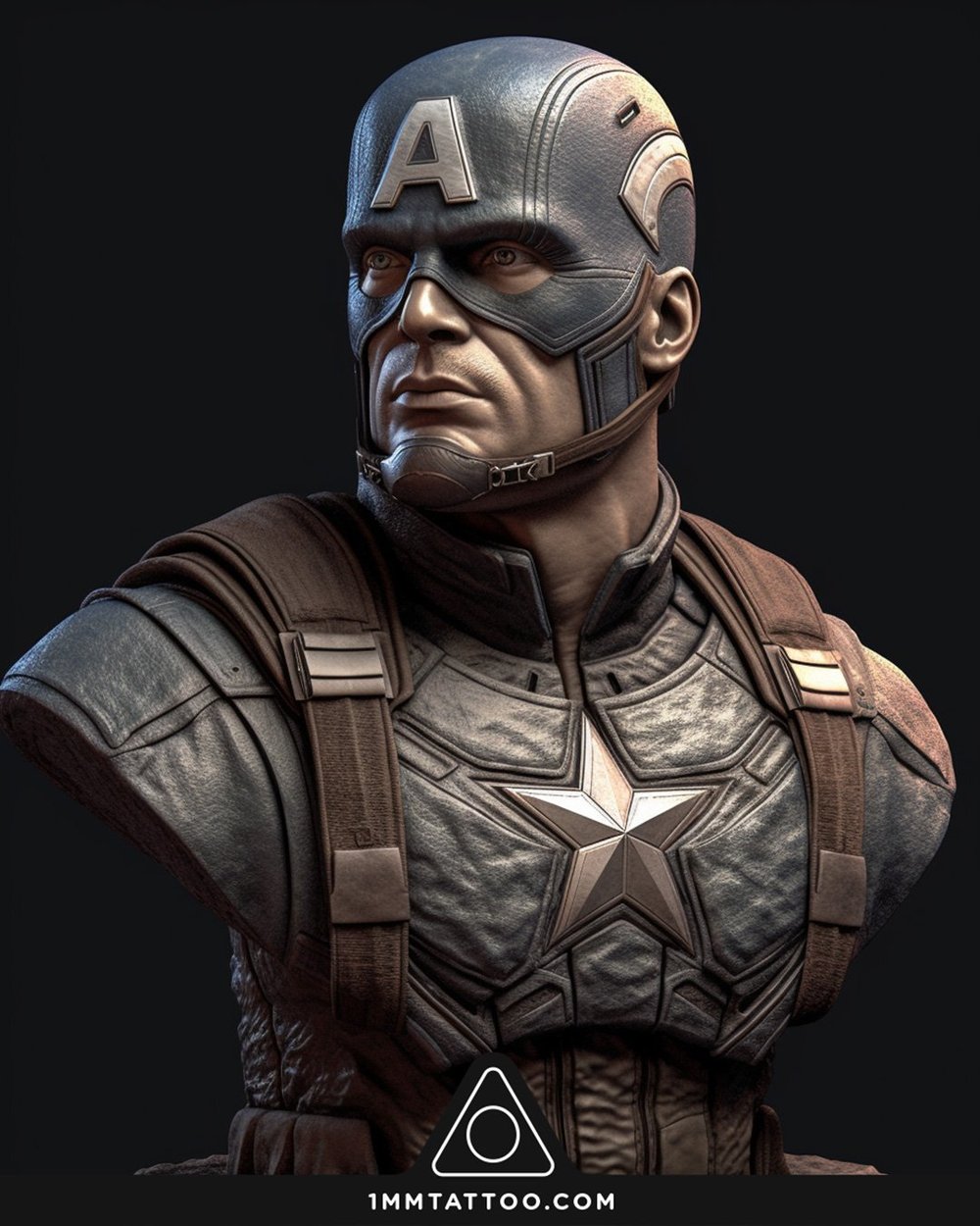 Captain America Marble Bust Tattoo Art | LA Tattoo Artist — 1MM Tattoo ...