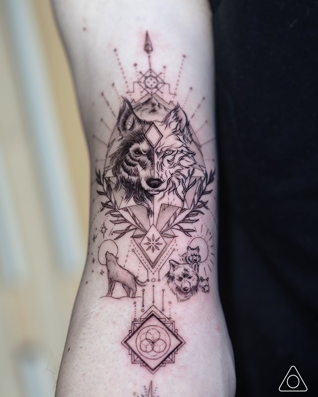 Fine Line Wolf Spirit Tattoo Art by Premier LA Tattoo Artist — 1MM ...