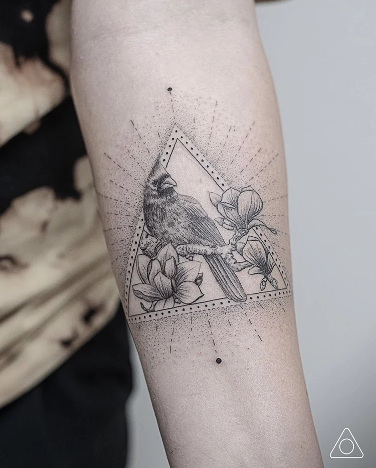 CARDINAL ON A BRANCH — 1MM Tattoo Studio