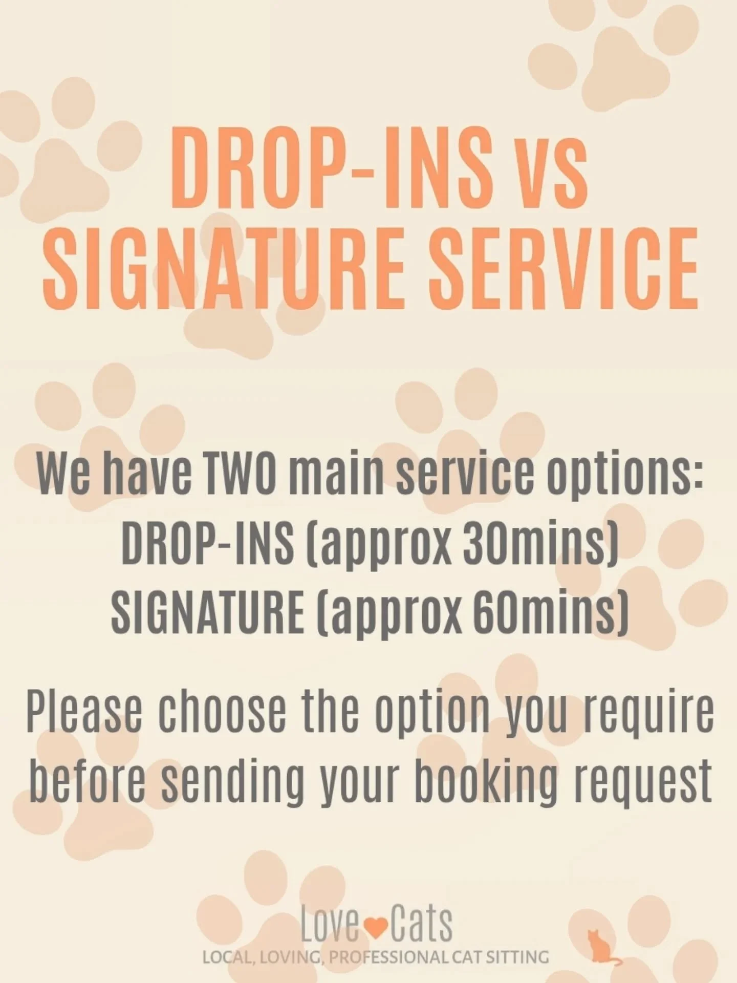📢 SERVICE ANNOUNCEMENT 📢 We have 2 basic service offerings. Drop-in visits and our ever popular Signature Service 

Choose ONE

PLEASE DO NOT click the Drop In enquiry button and send a request for our Signature Service

PLEASE DO NOT click the Sig