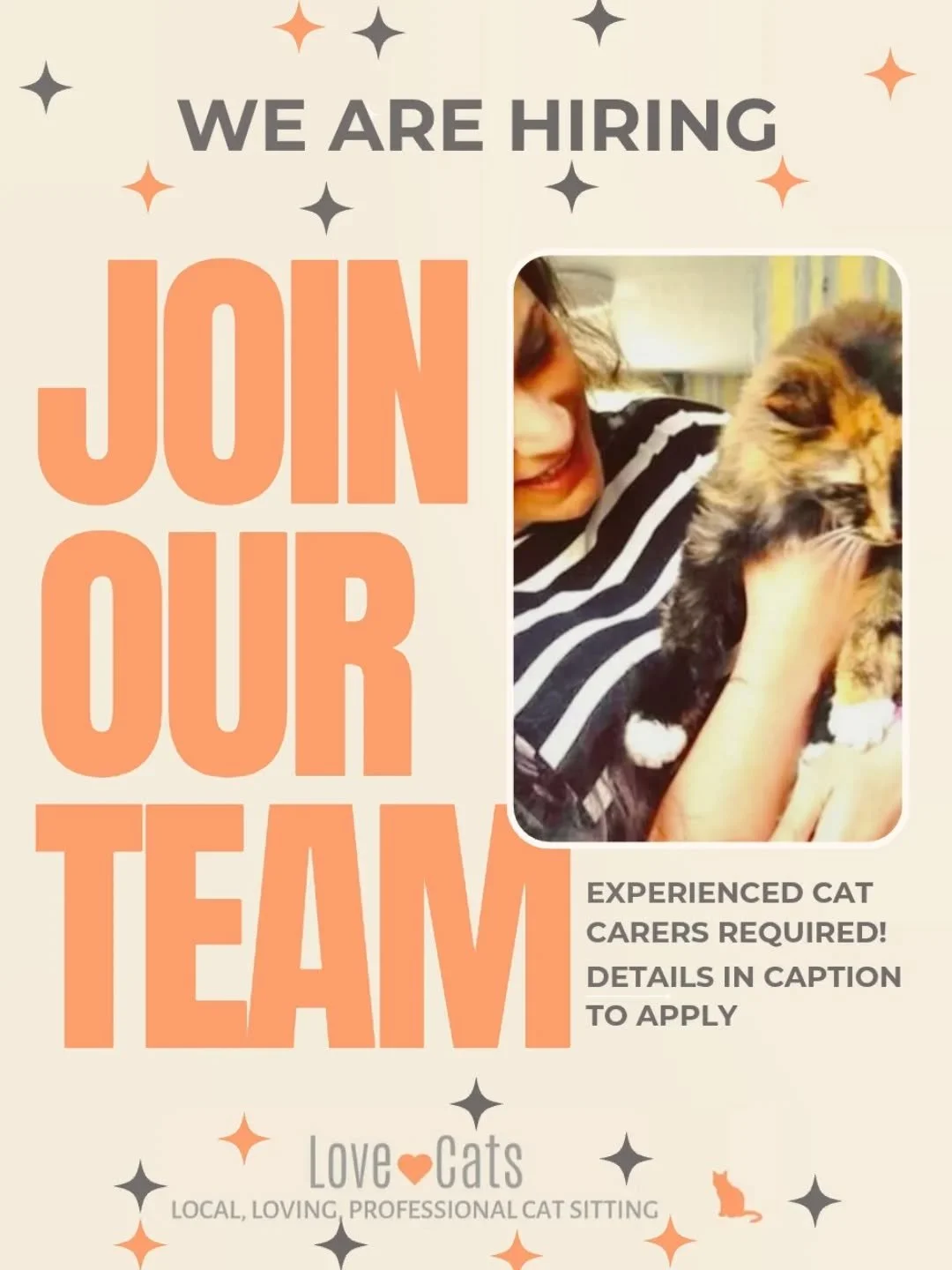 THIS COULD BE YOU
Do you have cat care experience?
Would you like flexible working hrs?
Are you available over the festive period?
Do you live in/local to Croydon?
Then WE WANT YOU ON #teamcat We have had some lovely applications and met some brillia