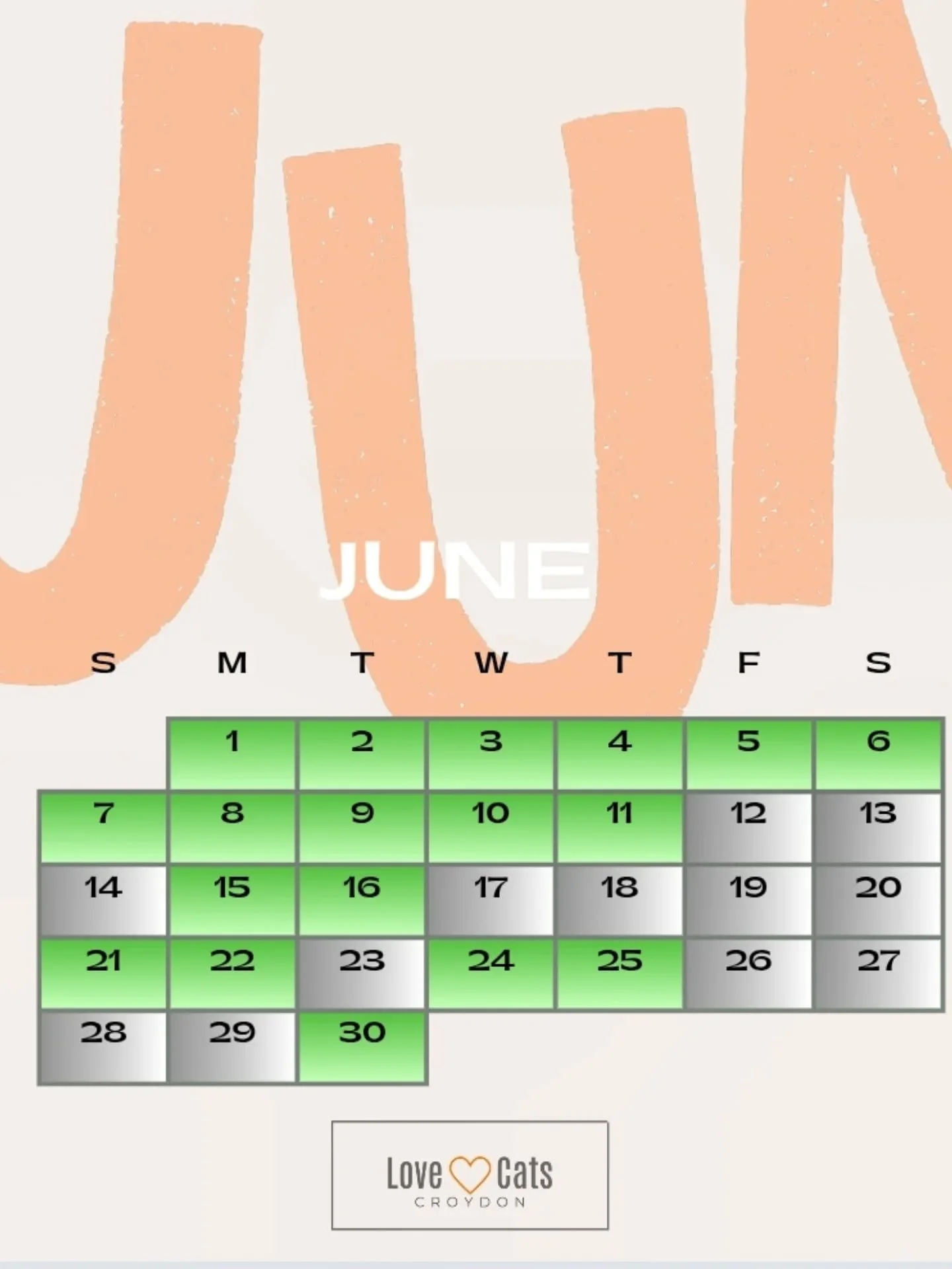 Bookings open until June! Yep - Easter, May Bank Holidays AND the start of this summer breaks. We are ready! Diary is now open:

💚 GREEN = GOOD AVAILABILITY
💛 AMBER = LIMITED AVAILABILITY 
❤️ RED = NITA FULLY BOOKED (Other sitters may still have av