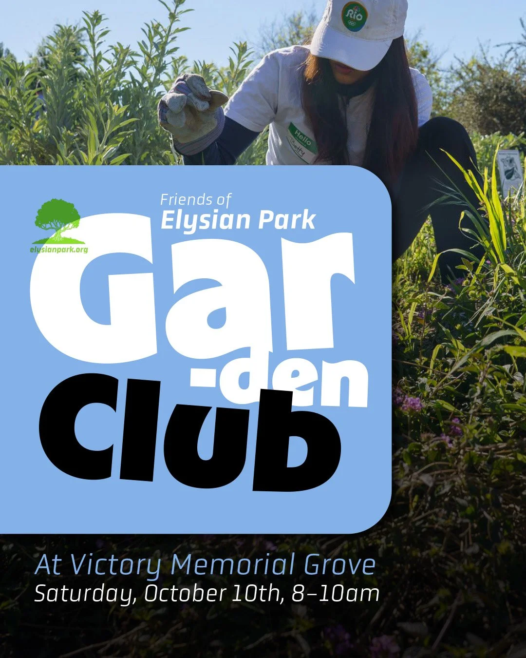 &mdash; Garden Club Meets this Saturday! 

From 8-10am come join the club that helps maintain the native plantings at the Triangle and Butterfly plots at Victory Memorial Grove. There&rsquo;ll be some snacks, some science and of course some gardening