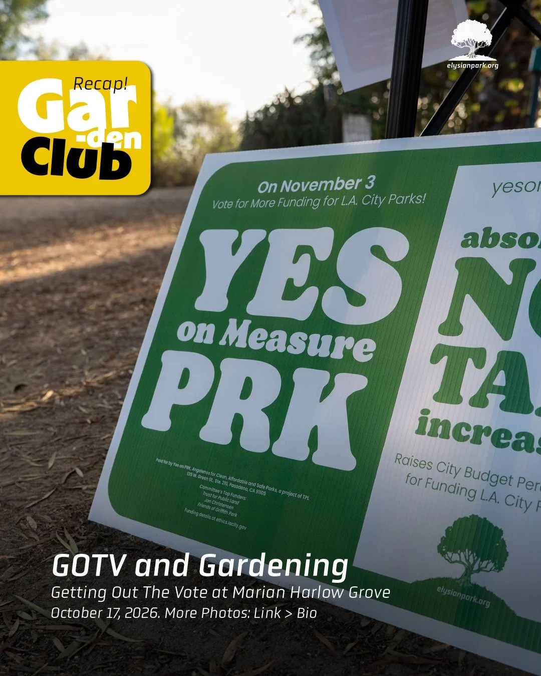 &mdash; We did some GOTV while also gardening on Saturday.

So many people have no idea what this measure is! And as is the way in L.A., when people don't know and don't want to do the research, they just vote No. But we are not disheartened and are 