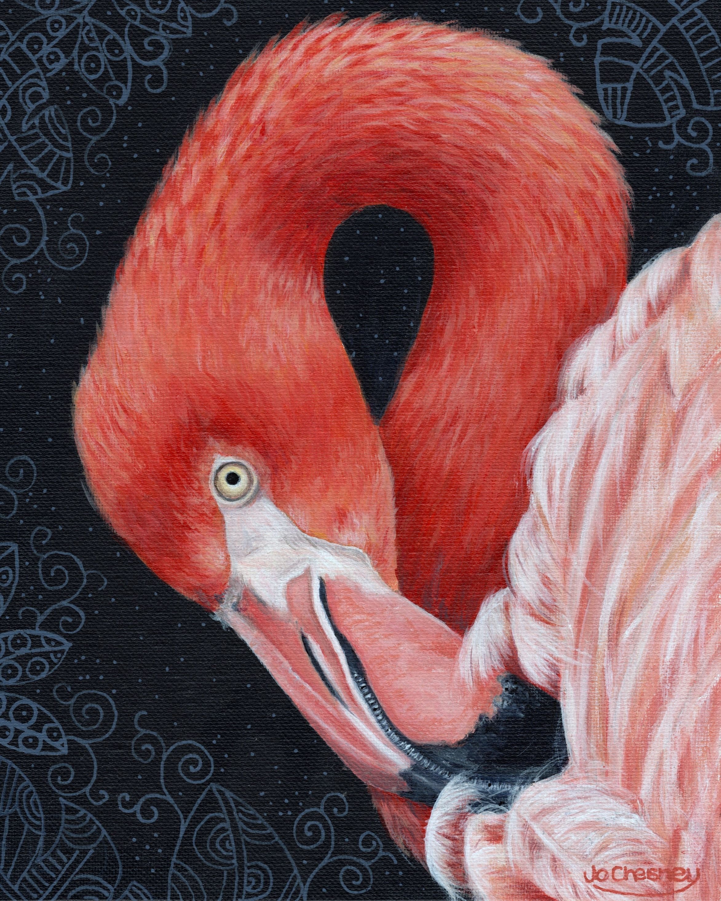 Preening Original Painting for sale 21 x 26 cm including frame @ £195.00 plus p&p. Prints & cards available to order