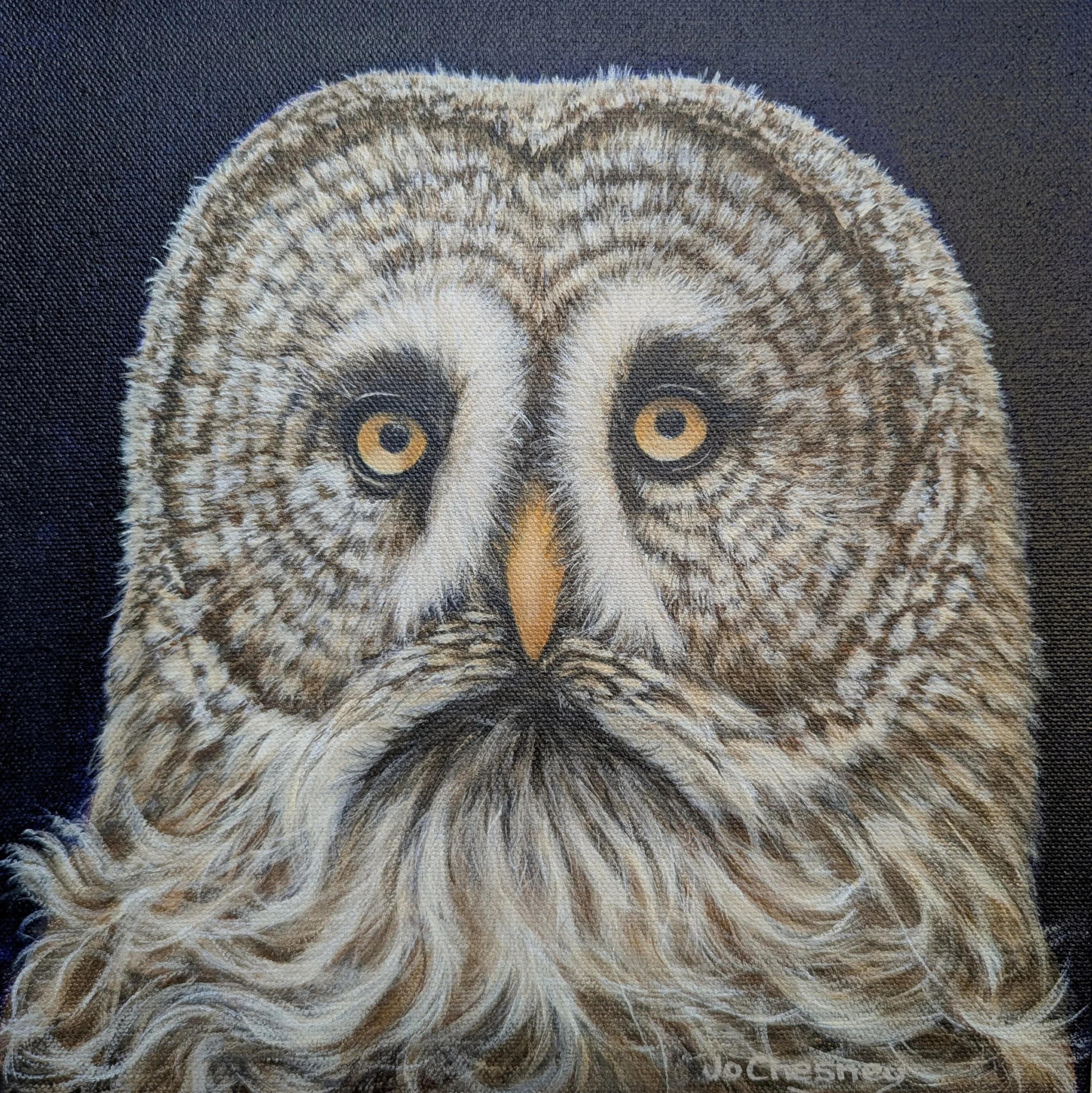 Gerald the Grey -  Original Painting for sale 29.5 x 29.5 cm including frame @ £200 plus p&p. Prints & cards available to order