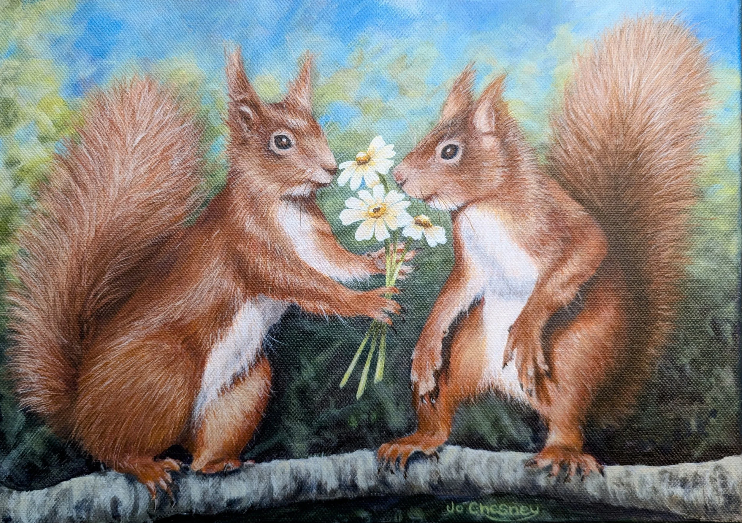 Woodland Friends -  Original Painting for sale 42 x 32 cm including frame @ £210 plus p&p. Prints & cards available to order