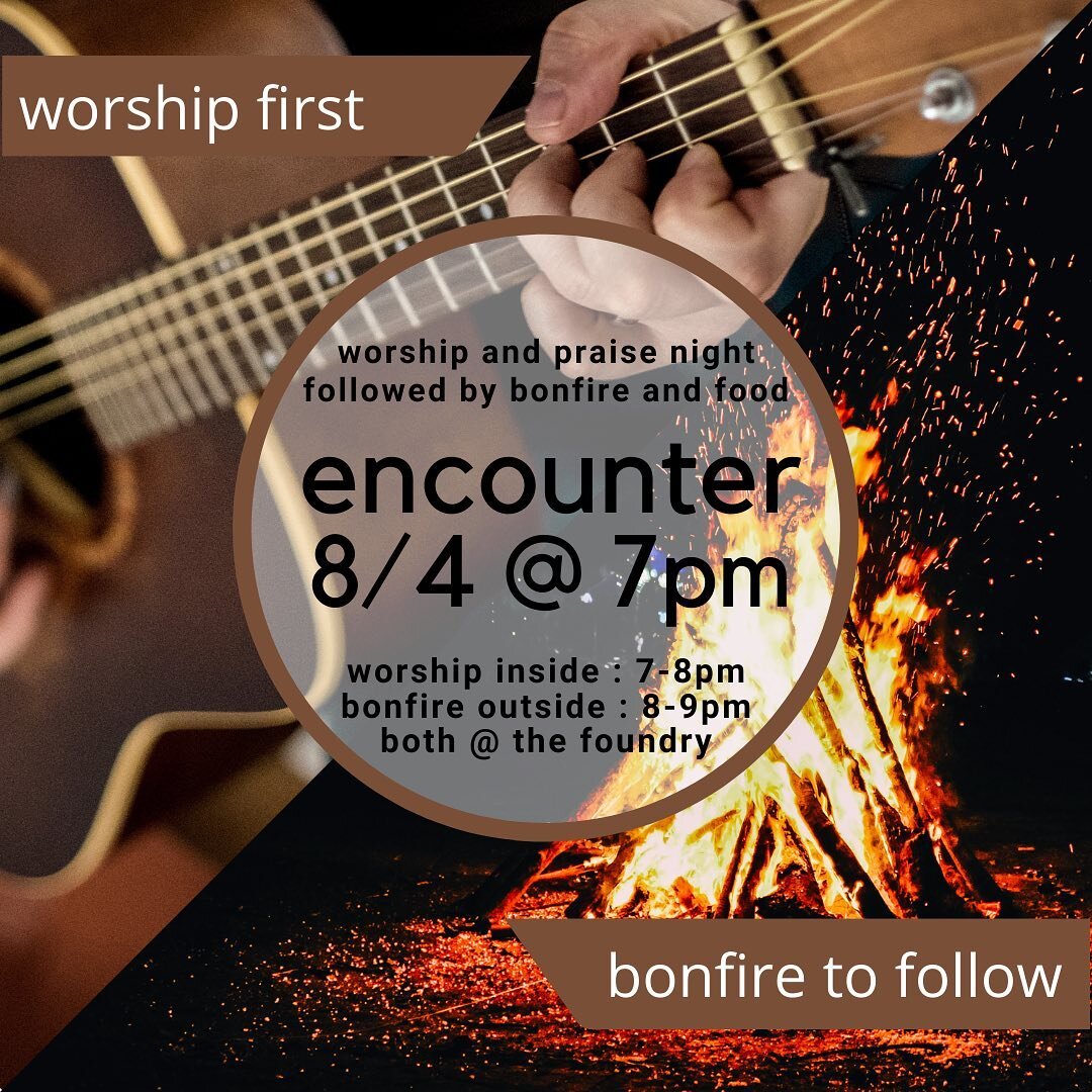 This S U N D A Y evening.
.
We hope to see you. Feel free to just come to the worship part, or just the bonfire, or both. Either way we look forward to seeing you.
.
We will be showing the worship part live on Facebook and Instagram!