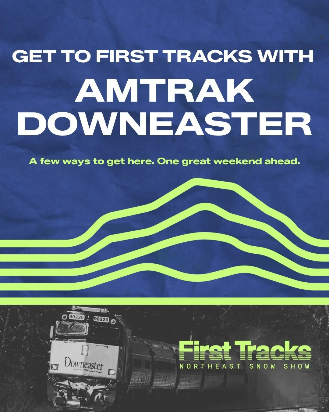 Next stop: FIRST TRACKS! 🚆

We&rsquo;re teaming up with @amtrakdowneaster to make getting to @firsttrackssnowshow a little easier.

Coming from Boston? Enjoy a FREE one-way train ticket to Portland on Saturday morning, November 7!

Driving in? On-si