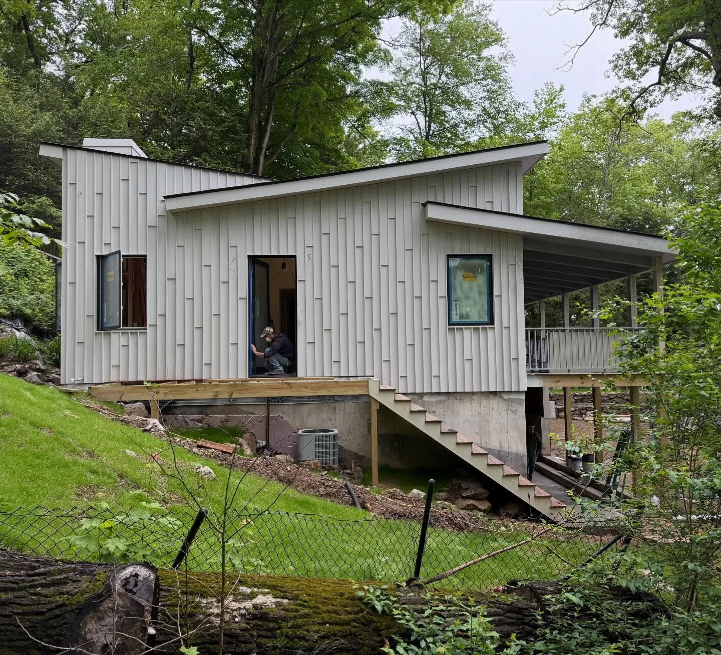 Designed to address the uphill hillside and downhill views to the lake, this lake house is nestled into the hillside and provides a comfortable spot to enjoy one&rsquo;s days upstate. 
.
#lakehouse #vacationhome #hudsonvalley