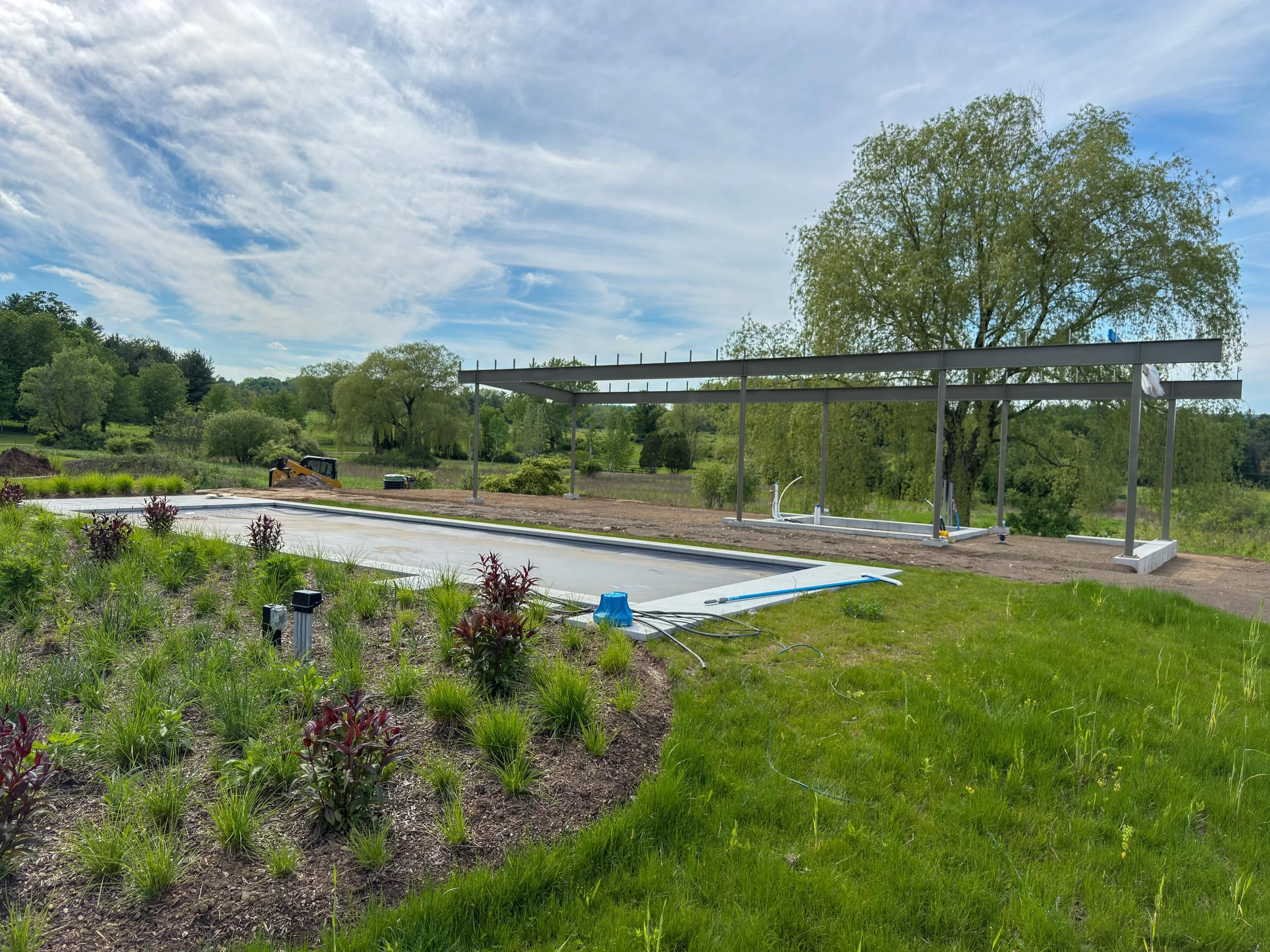 The steel frame is complete at our Berkshires Pool House. Stay tuned! 
.
.
Builder: @alanderconstruction 
.
#berkshires #poolhouse #vacationhomes