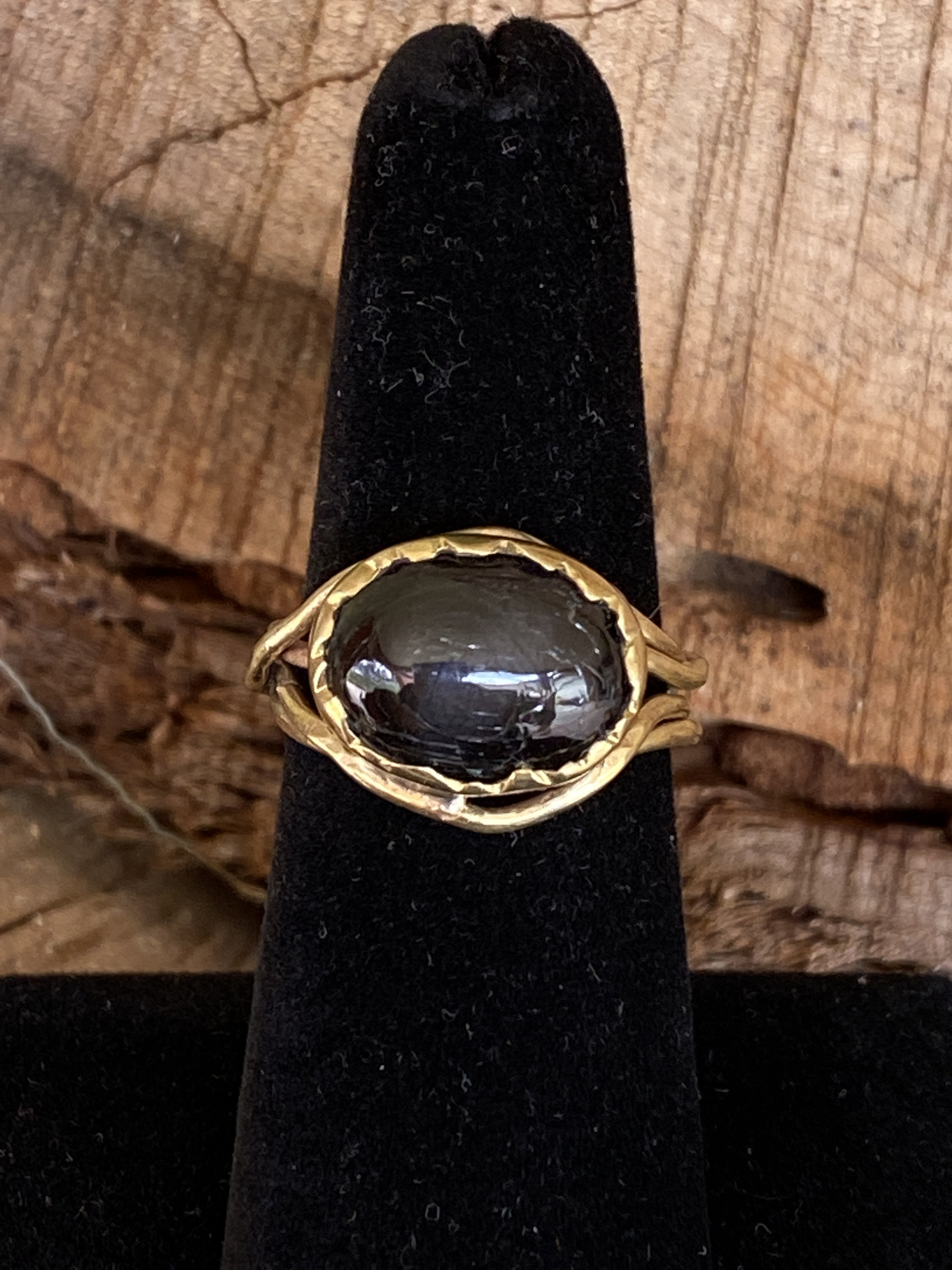 Handmade Ring by Qory in Peru in the Sacred Valley. Made with Brass & Black Star Stone.