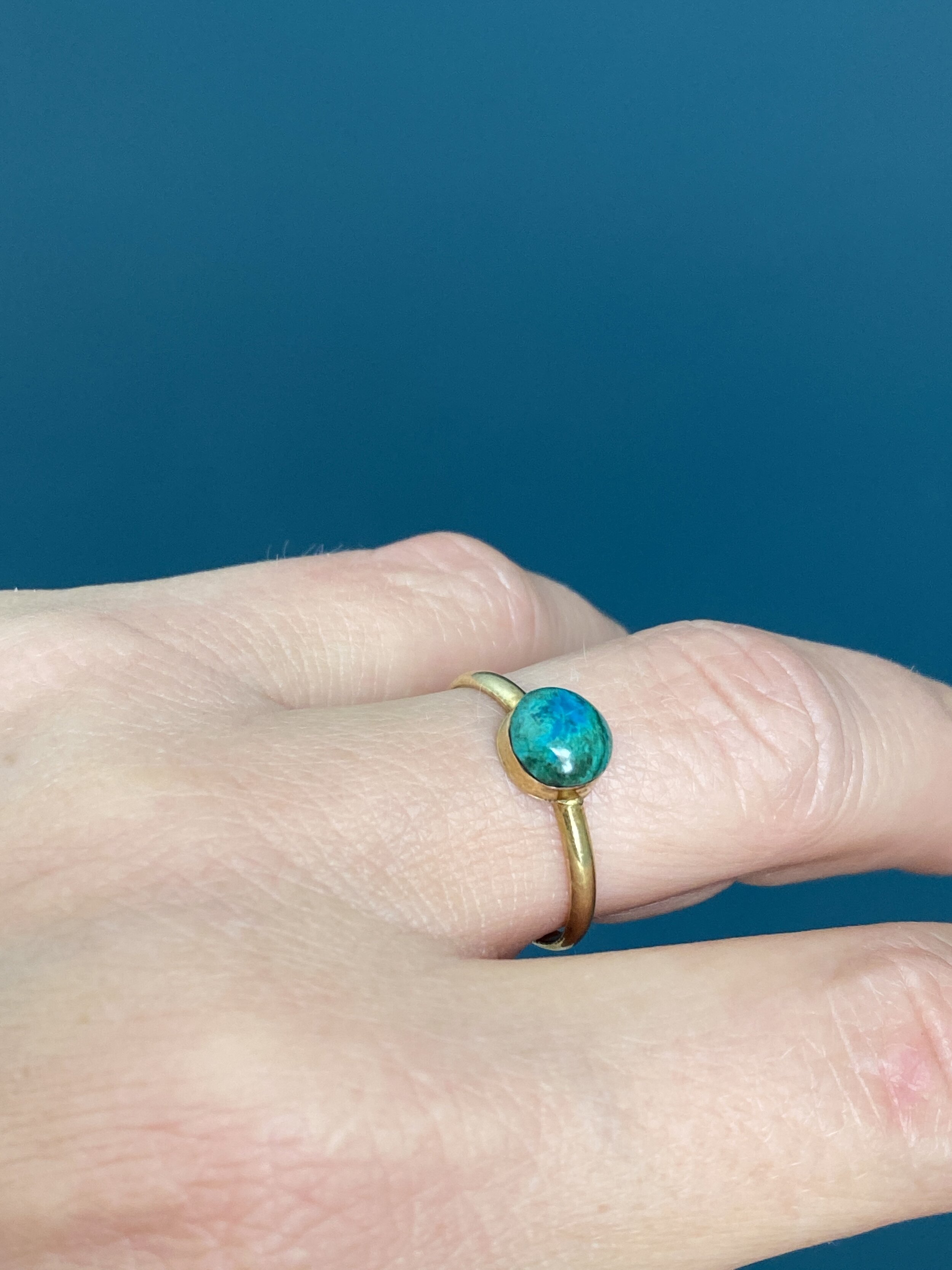 8.5 Peruvian Turquoise-Brass Ring