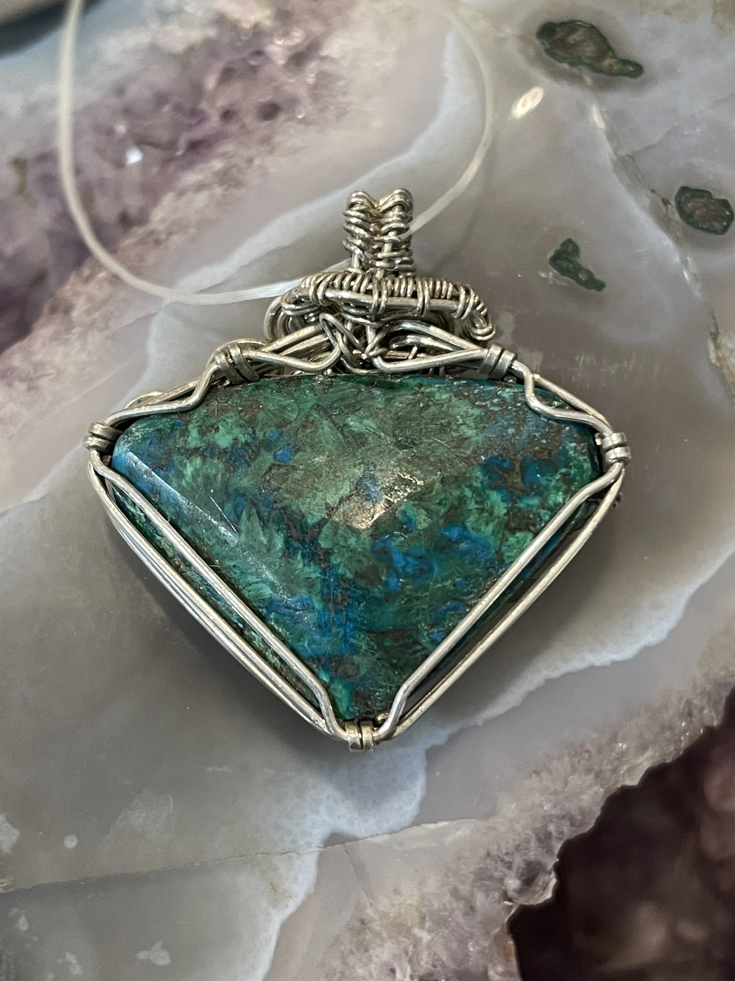 Chrysocolla in Silver Pendant