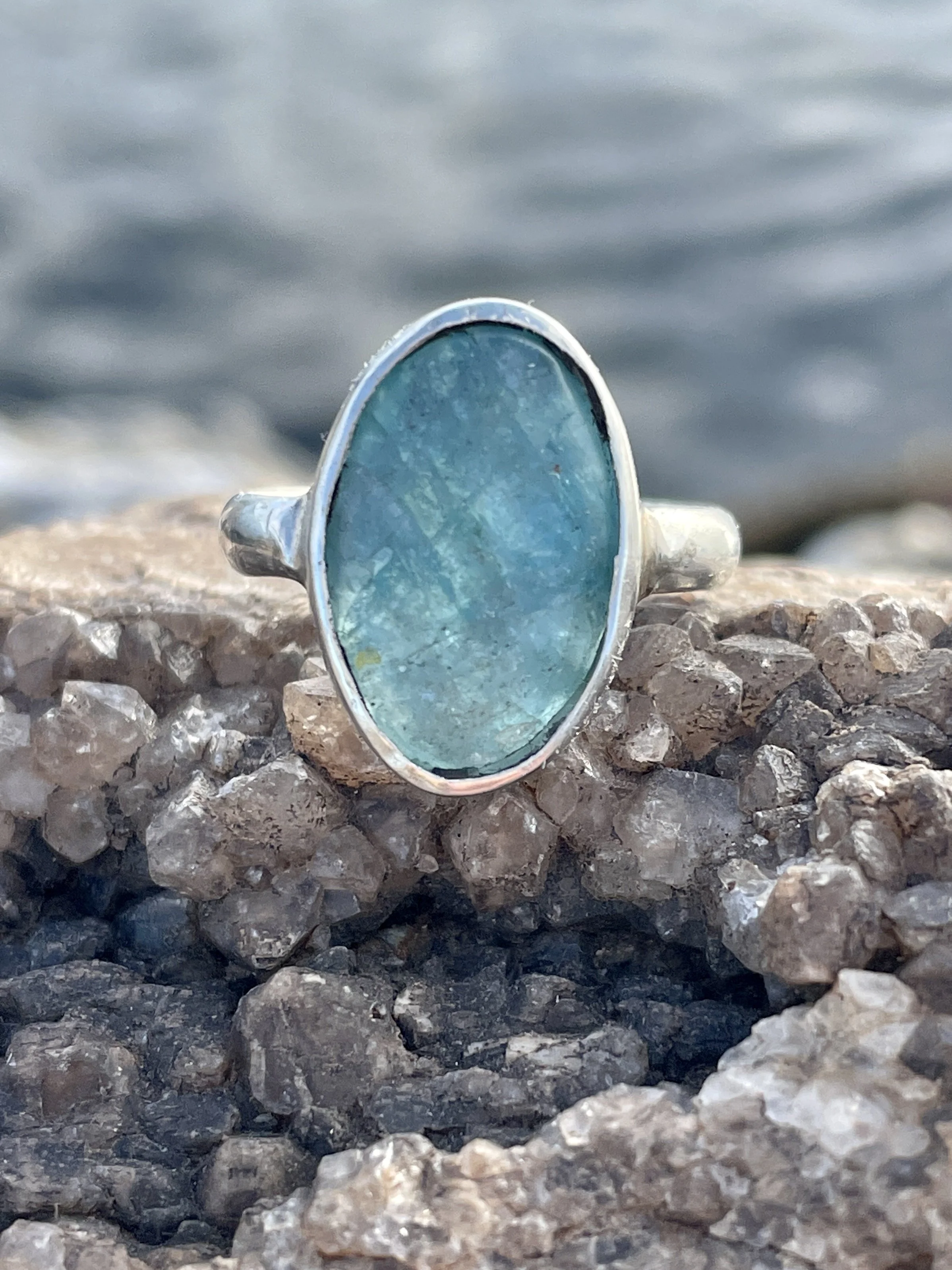 Apatite & Silver Ring 6.25