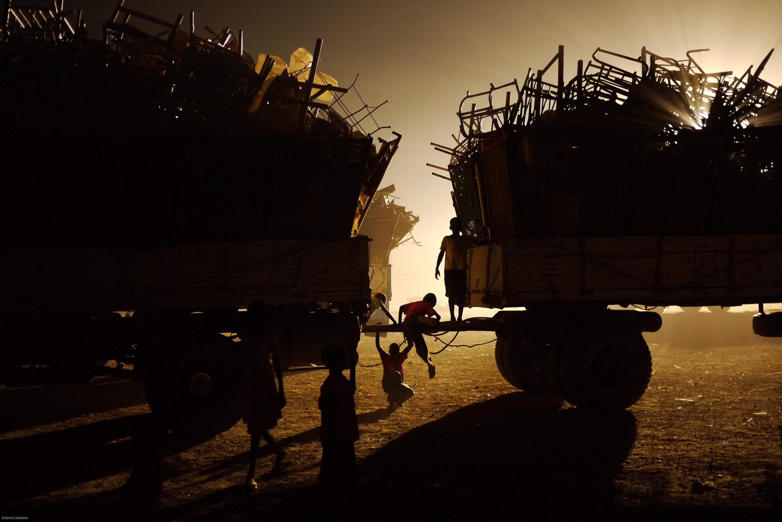Refugee children play on trucks that have carried their possessions from Sudan as part of the voluntary return operation. After more than 30 years of conflict, the Comprehensive Peace Agreement and independence referendum has meant that refugees who