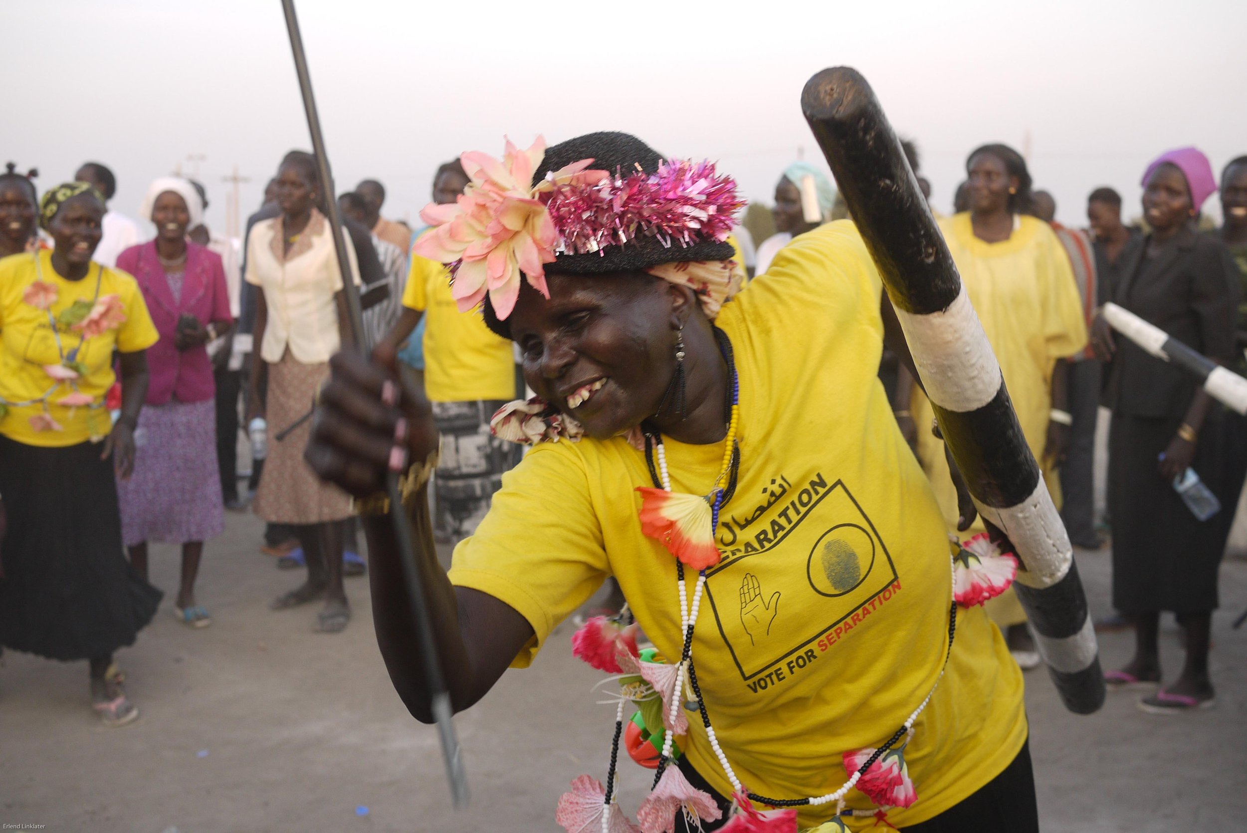 A woman dances at a rally in favour of independence promoting the separation of southern Sudan from Sudan.