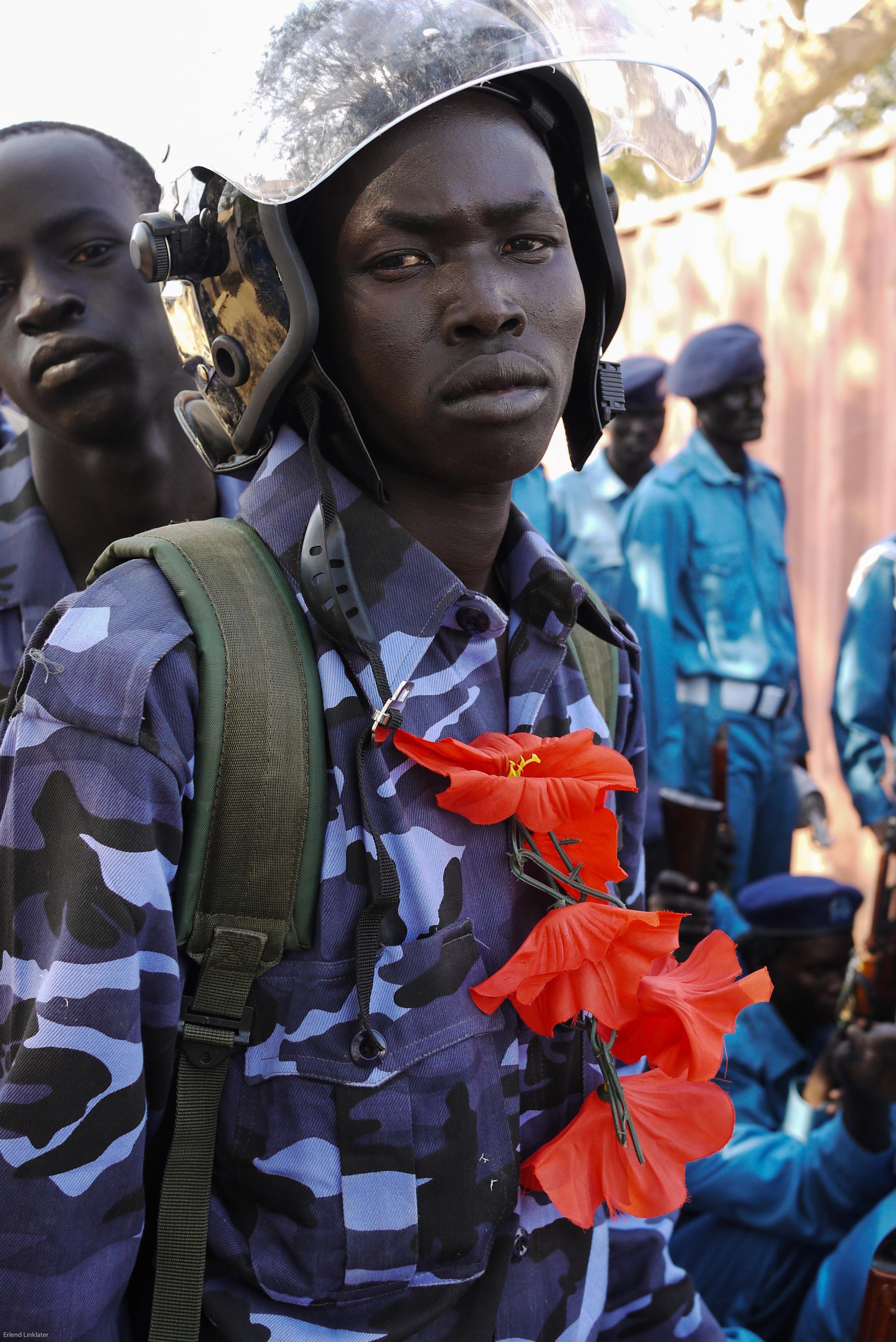 New recruits celebrate at their graduation ceremony into the South Sudan Police Service (SSNPS), Malakal, January 2011. Formed in 2005, following the signing of the Comprehensive Peace Agreement which ended Sudan’s civil war, capacity building of th