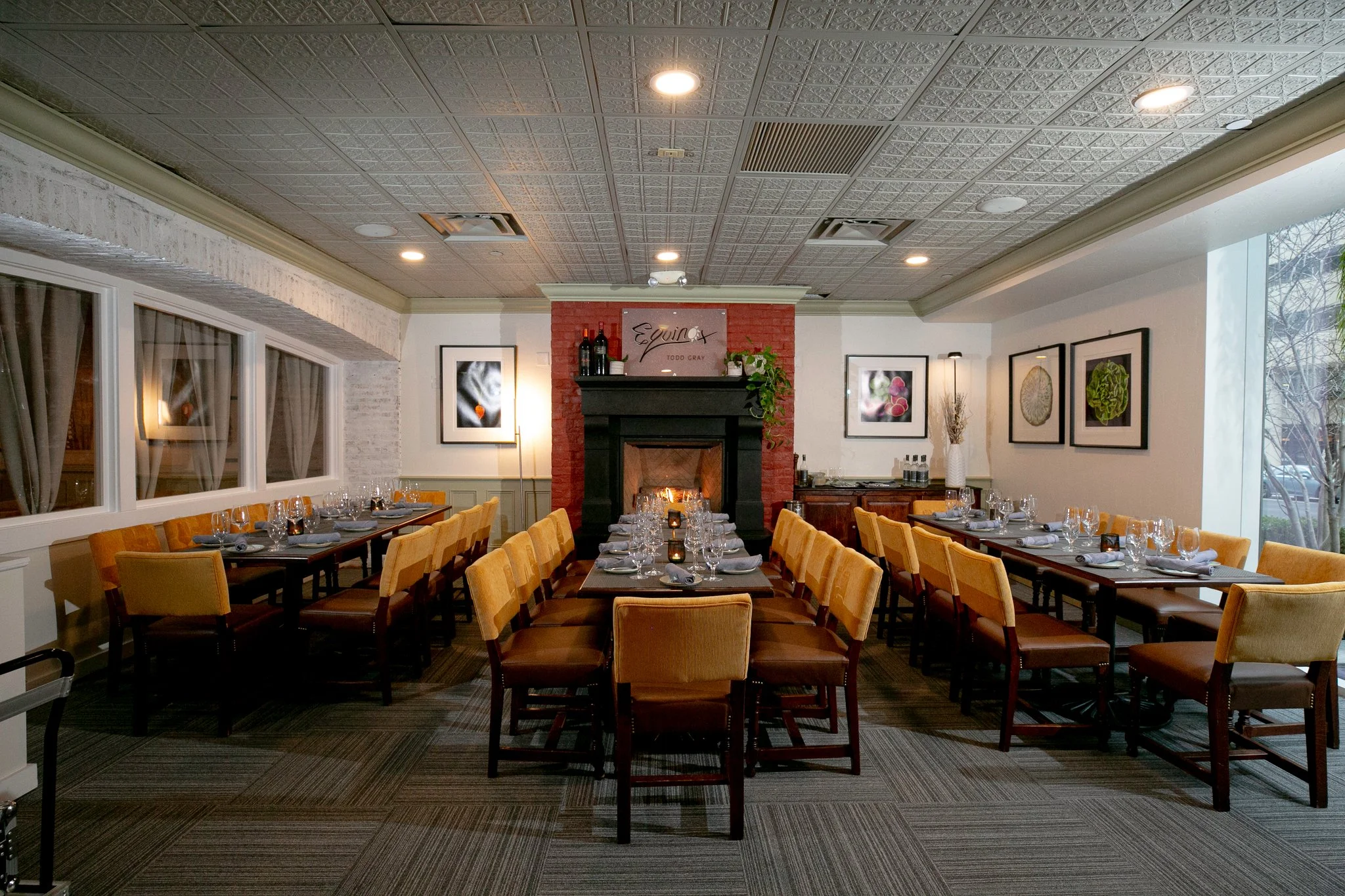 Fireplace View private dining room at Equinox Restaurant in Washington, DC, ideal for executive dinners, board meetings, and corporate events.