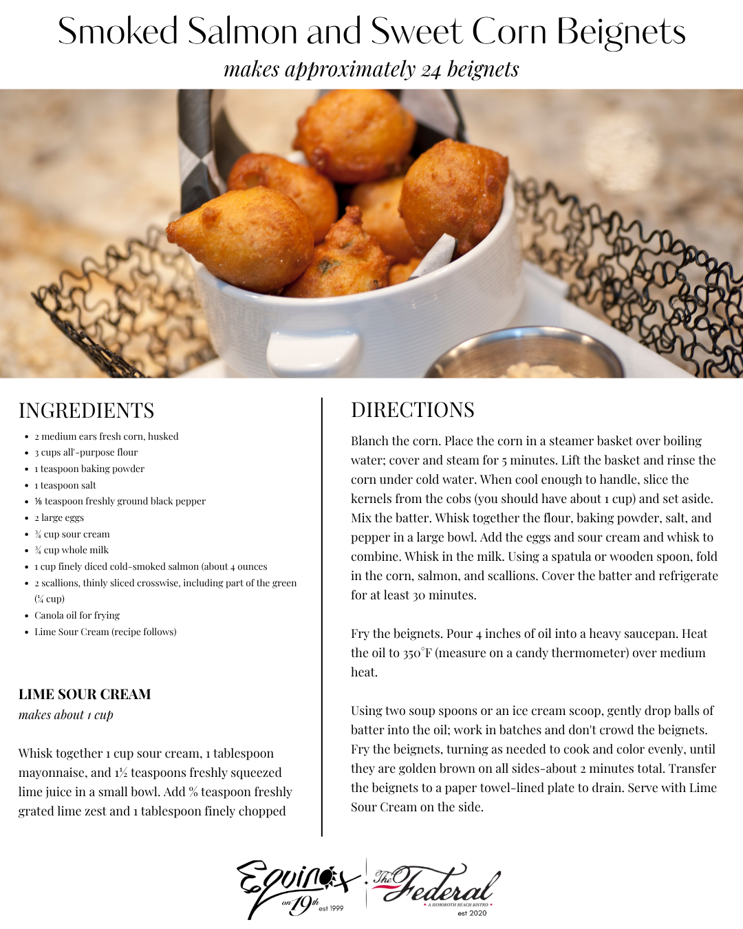 Smoked Salmon and Sweet Corn Beignets