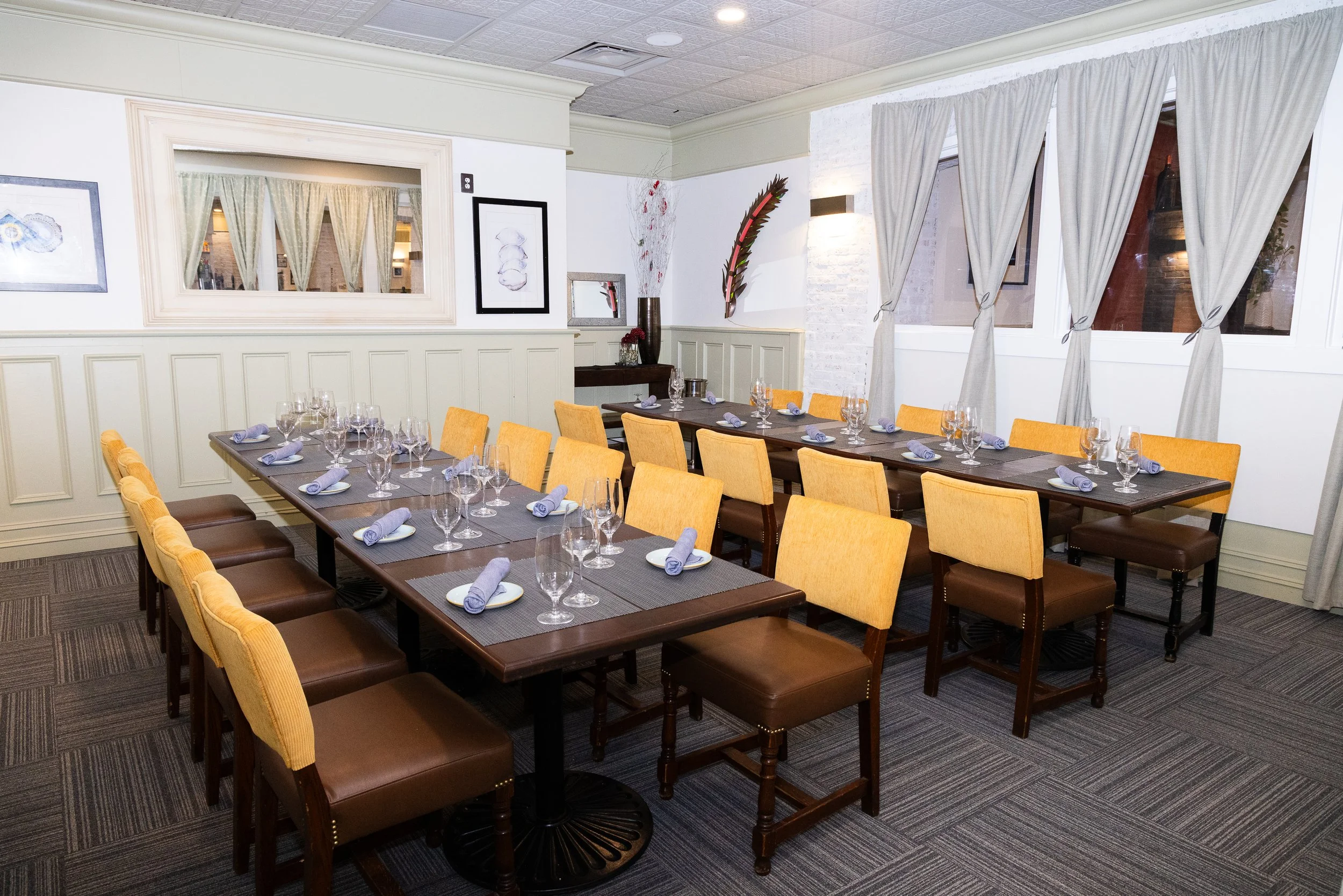 Private dining room at Equinox Restaurant in Washington, DC, perfect for corporate dinners, client entertainment, and team celebrations.