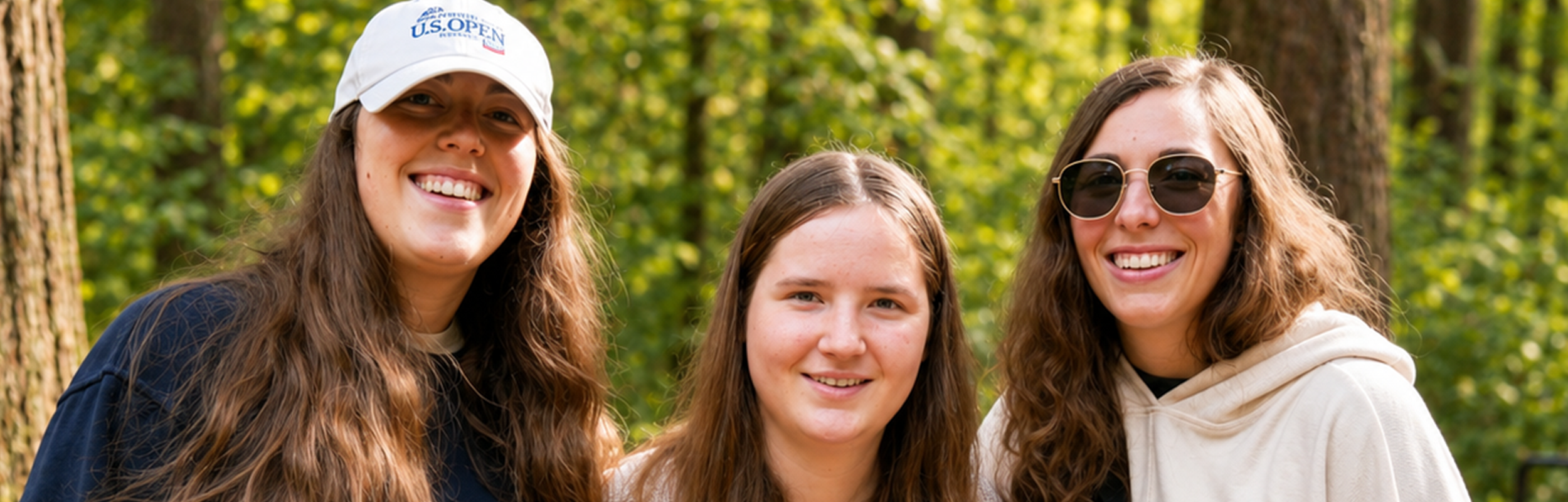 three young women smiling standing near eachother