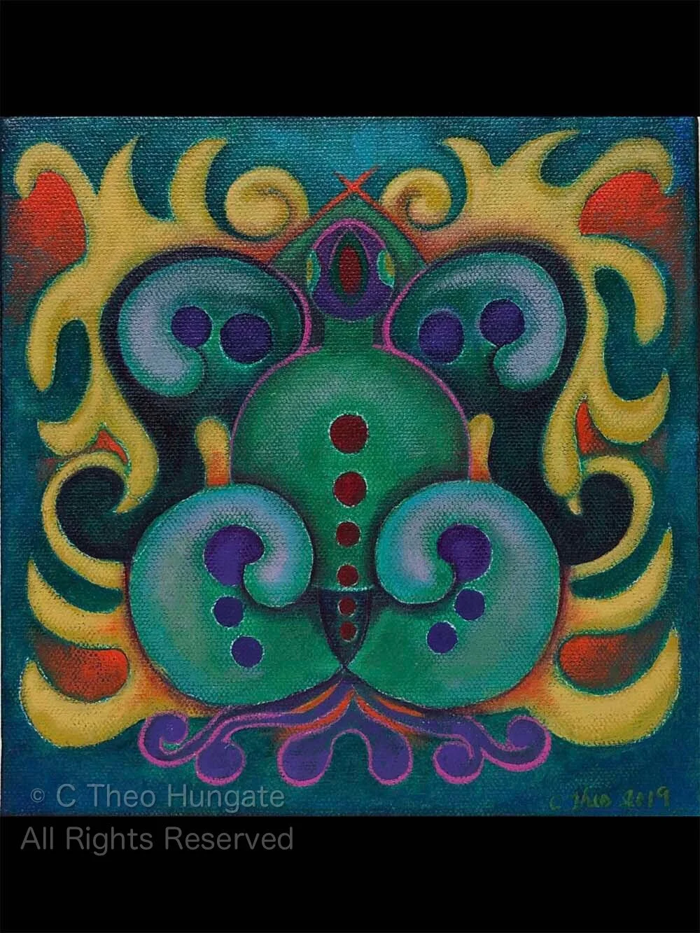Turtle Goddess, 2019, acrylic on canvas, 8"x 8", $250